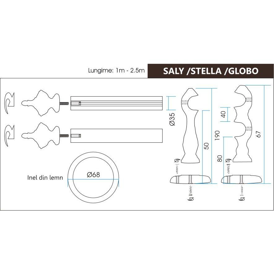 Galerie lemn perdea Stella Simple Ø 35mm Galerie lemn perdea Stella Simple Ø 35mm