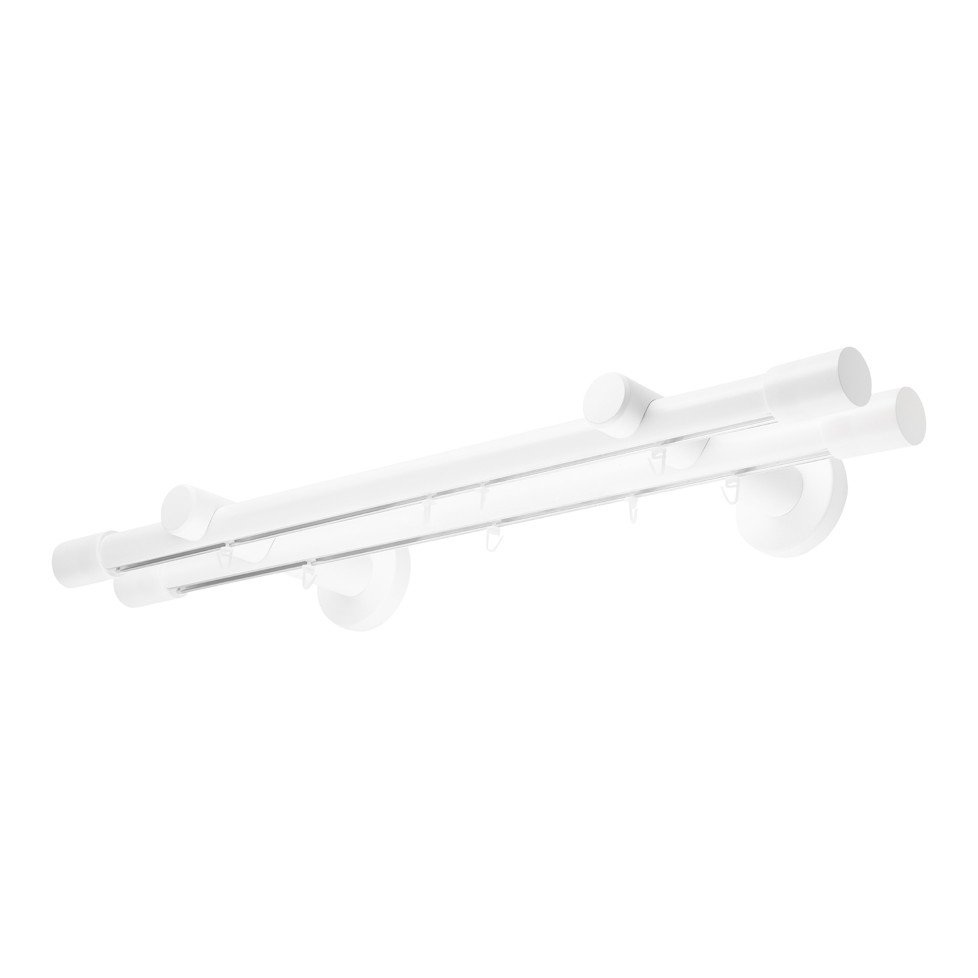 Galerie lemn perdea Luna Dublu 35 mm cu șină de aluminiu Alb