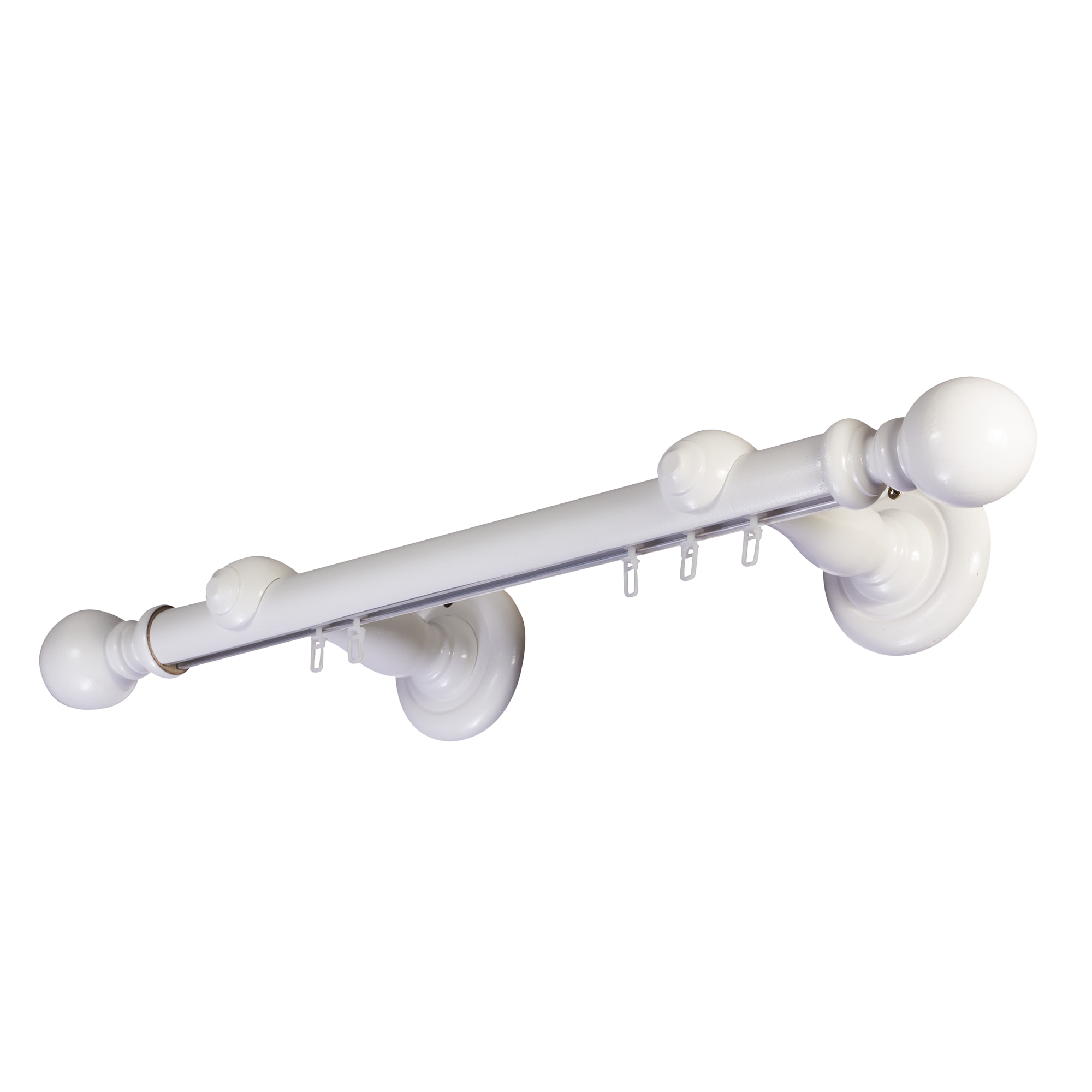 Galerie lemn perdea Globo Simple 35mm cu aluminiu Alb