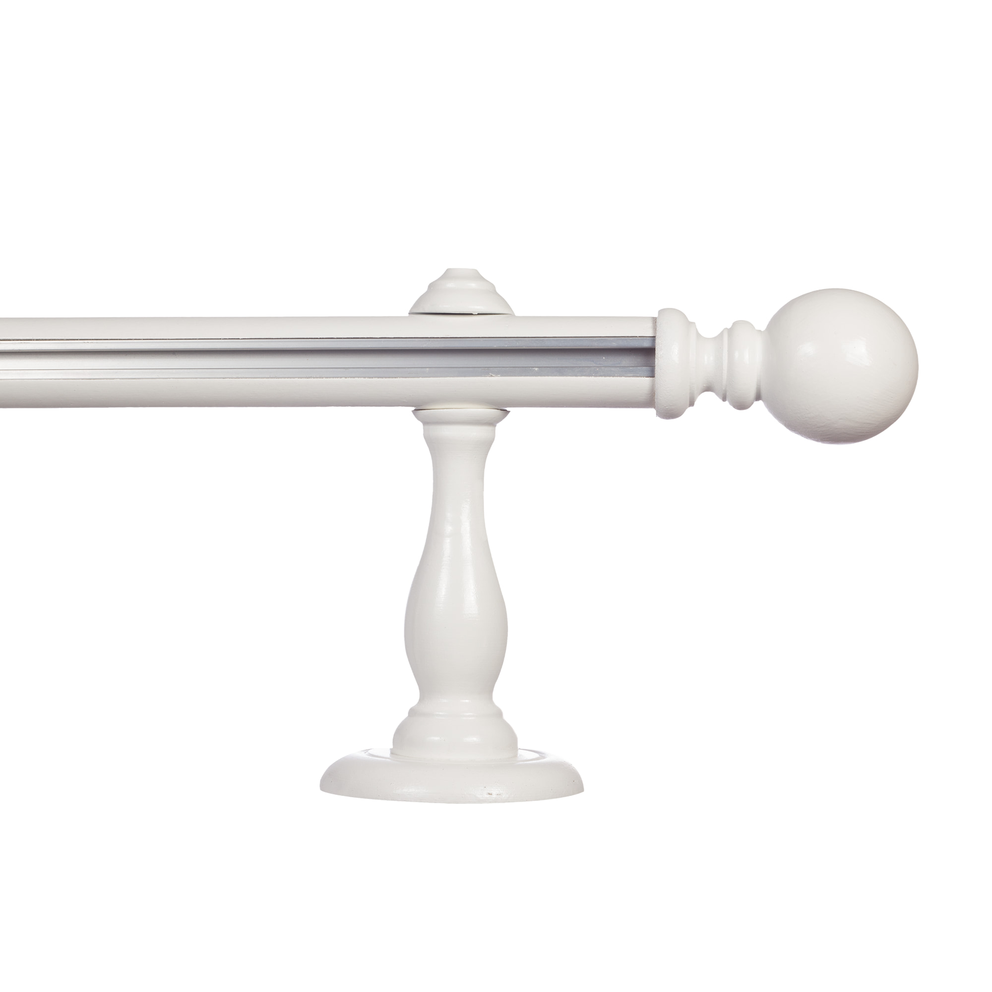 Galerie lemn perdea Globo Simple 35mm cu aluminiu Alb