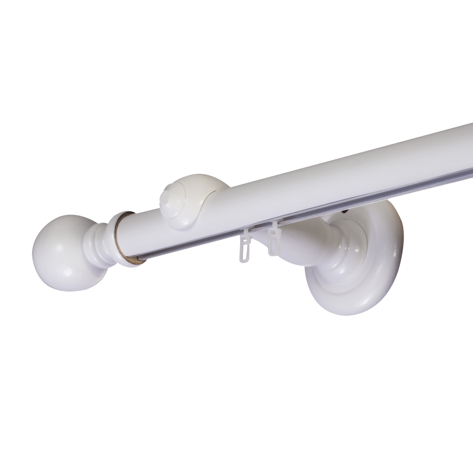 Galerie lemn perdea Globo Simple 35mm cu aluminiu Alb