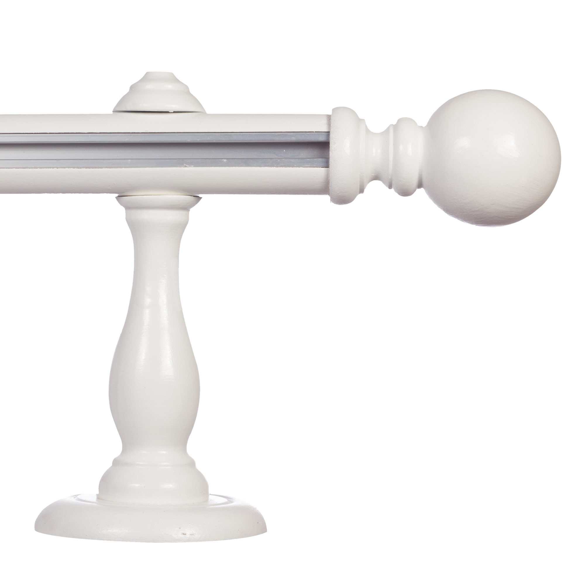 Galerie lemn perdea Globo Simple 35mm cu aluminiu Alb
