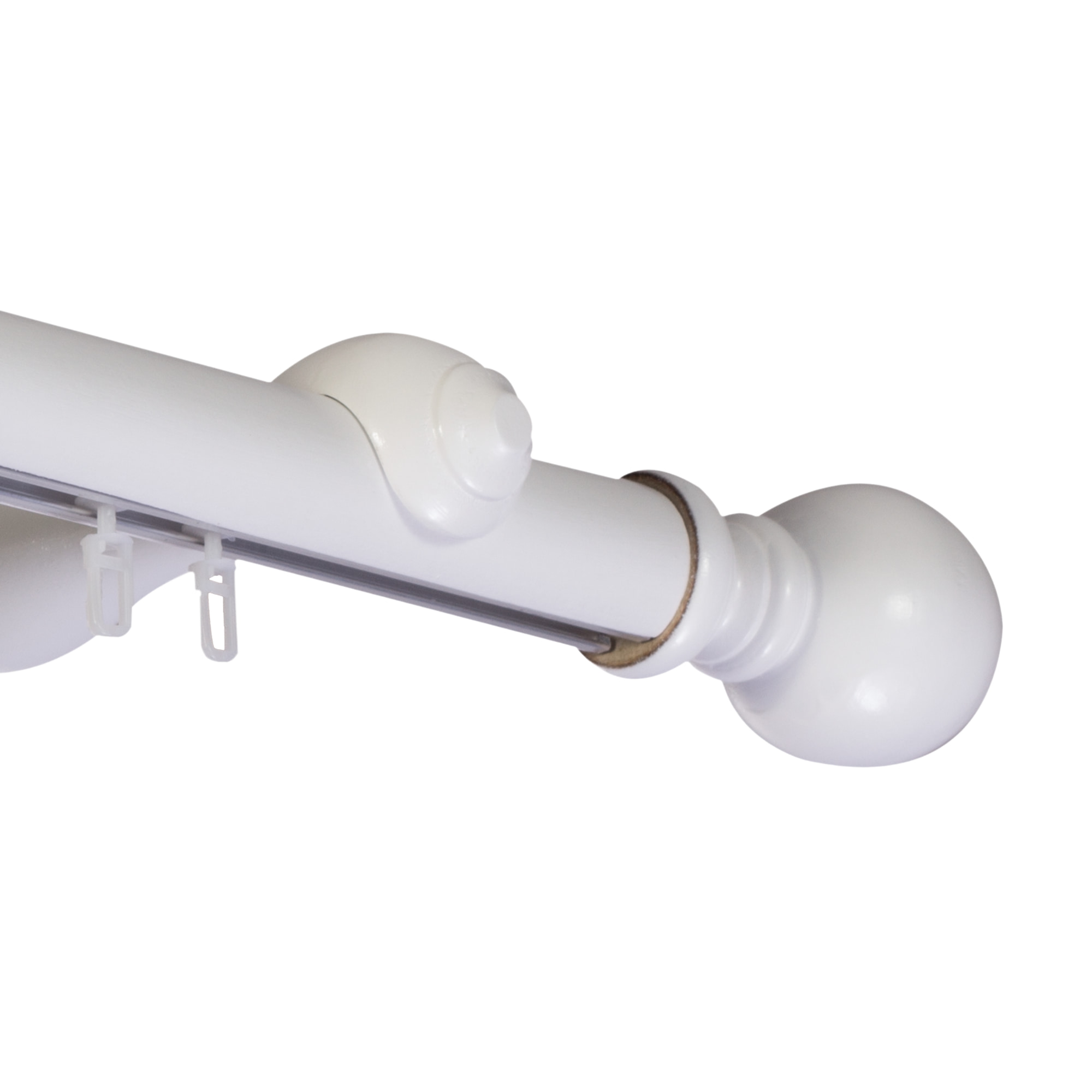 Galerie lemn perdea Globo Simple 35mm cu aluminiu Alb