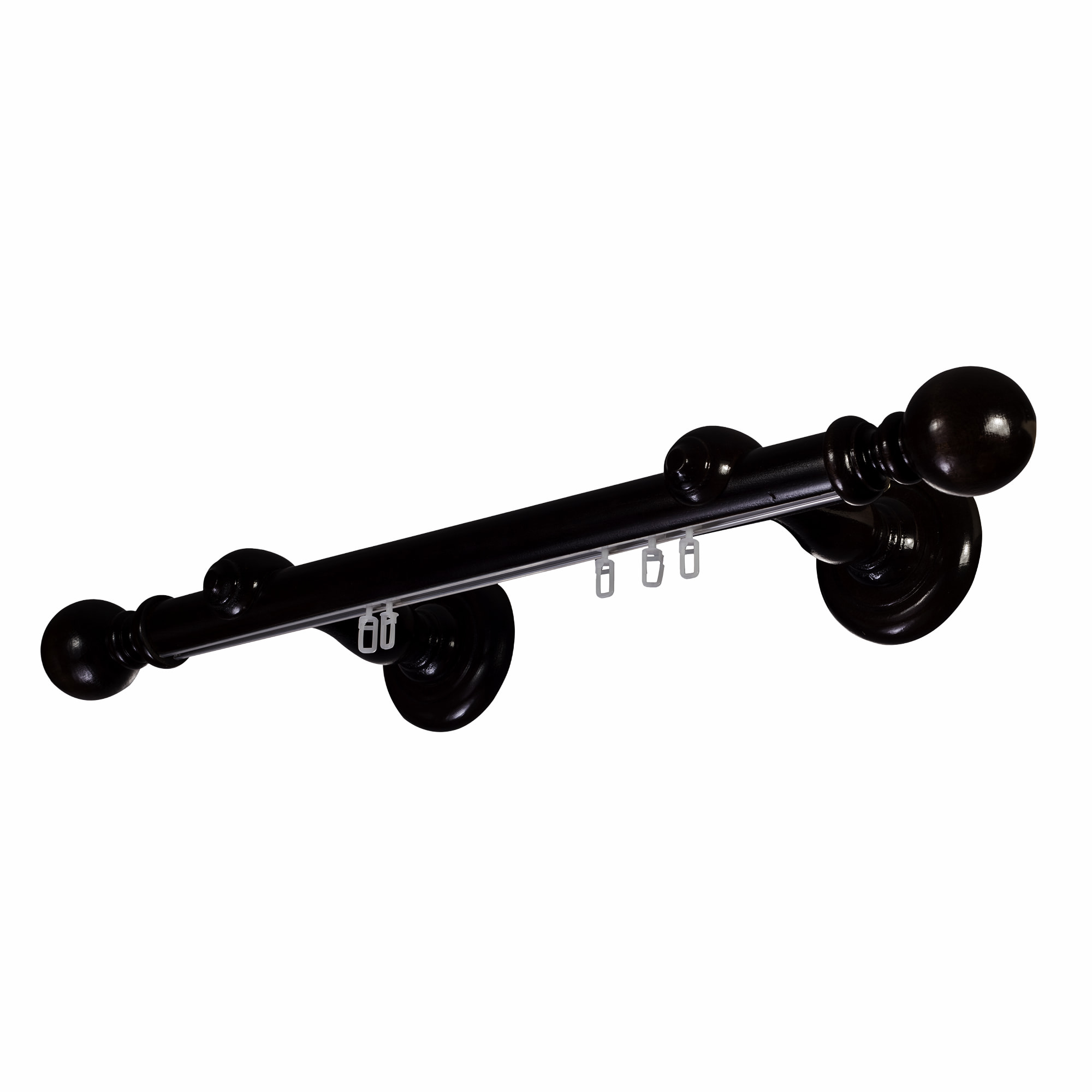 Galerie lemn perdea Globo Simple 35mm cu aluminiu Negru