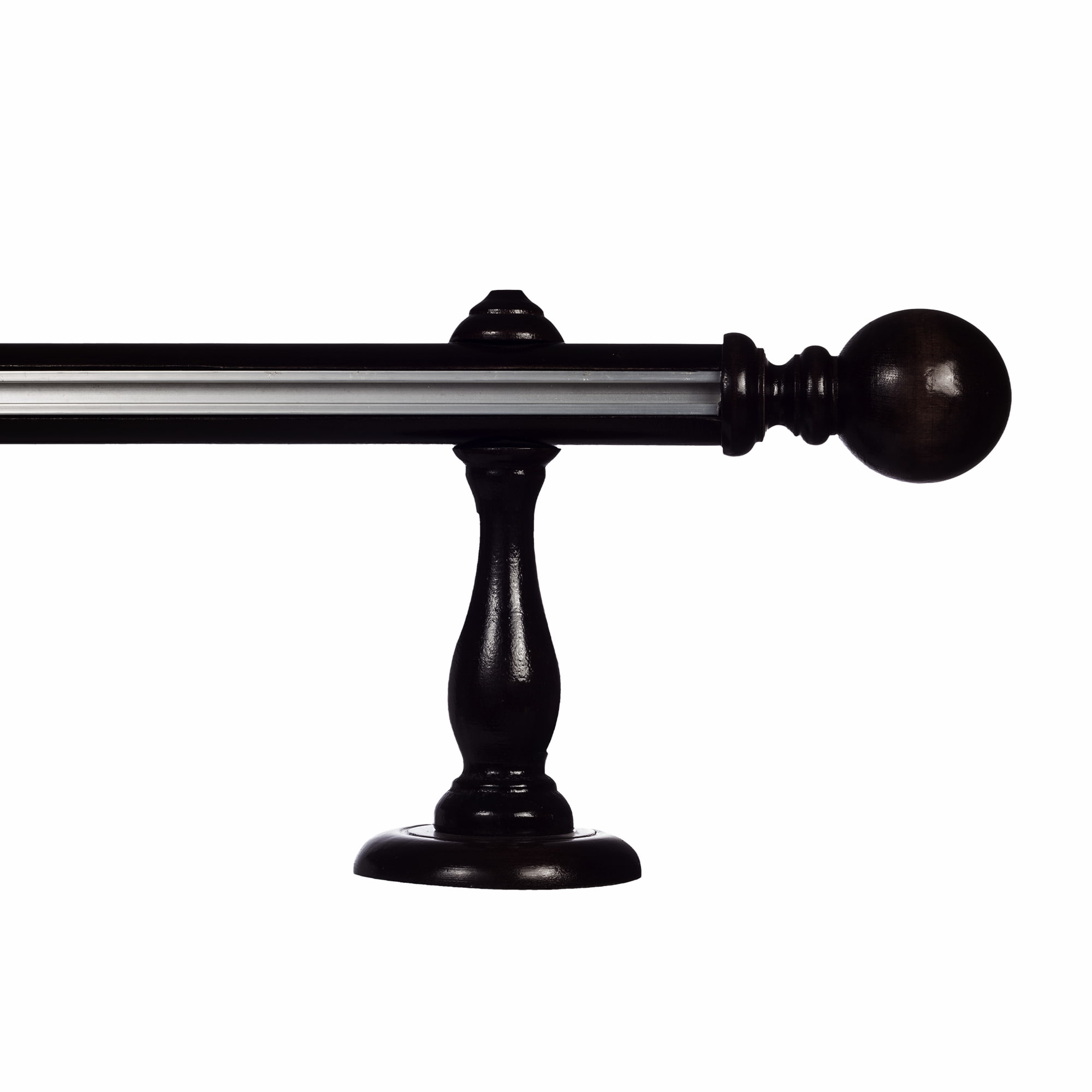 Galerie lemn perdea Globo Simple 35mm cu aluminiu Negru