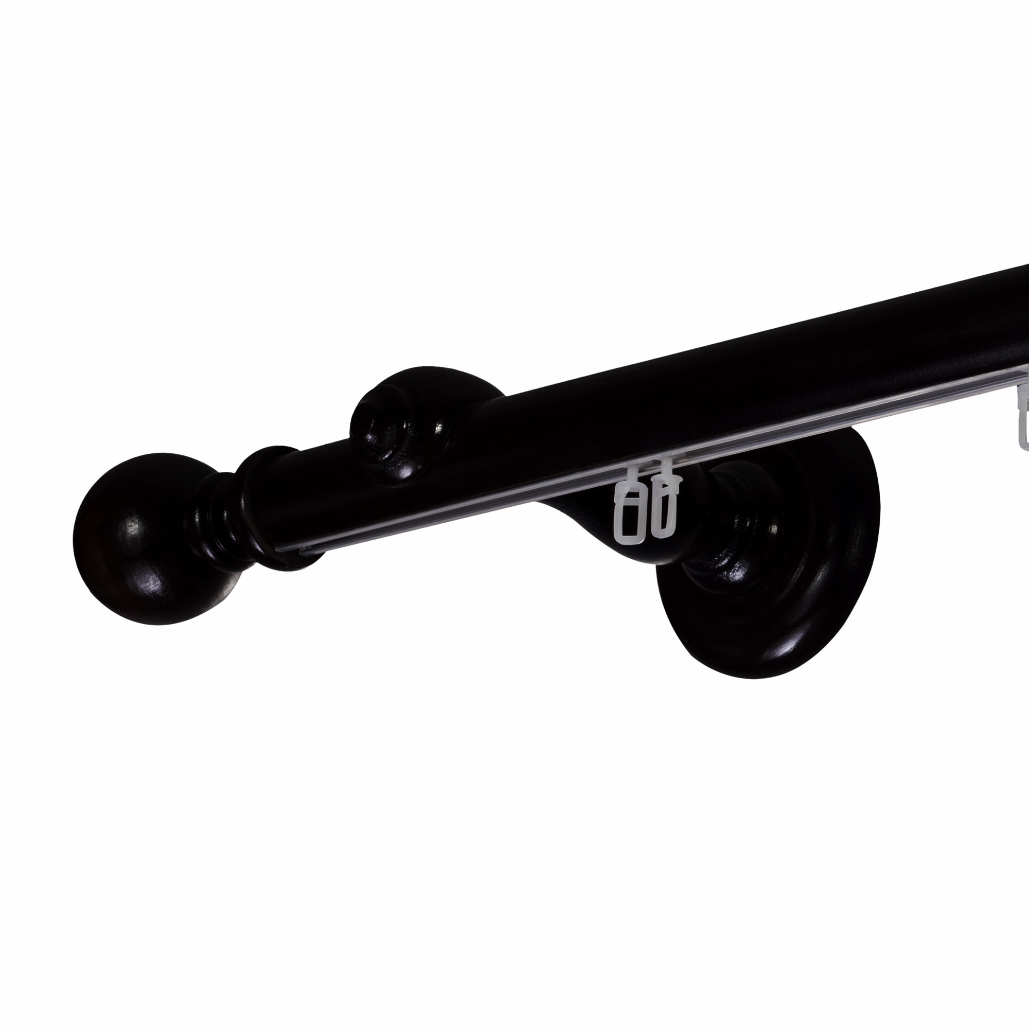 Galerie lemn perdea Globo Simple 35mm cu aluminiu Negru