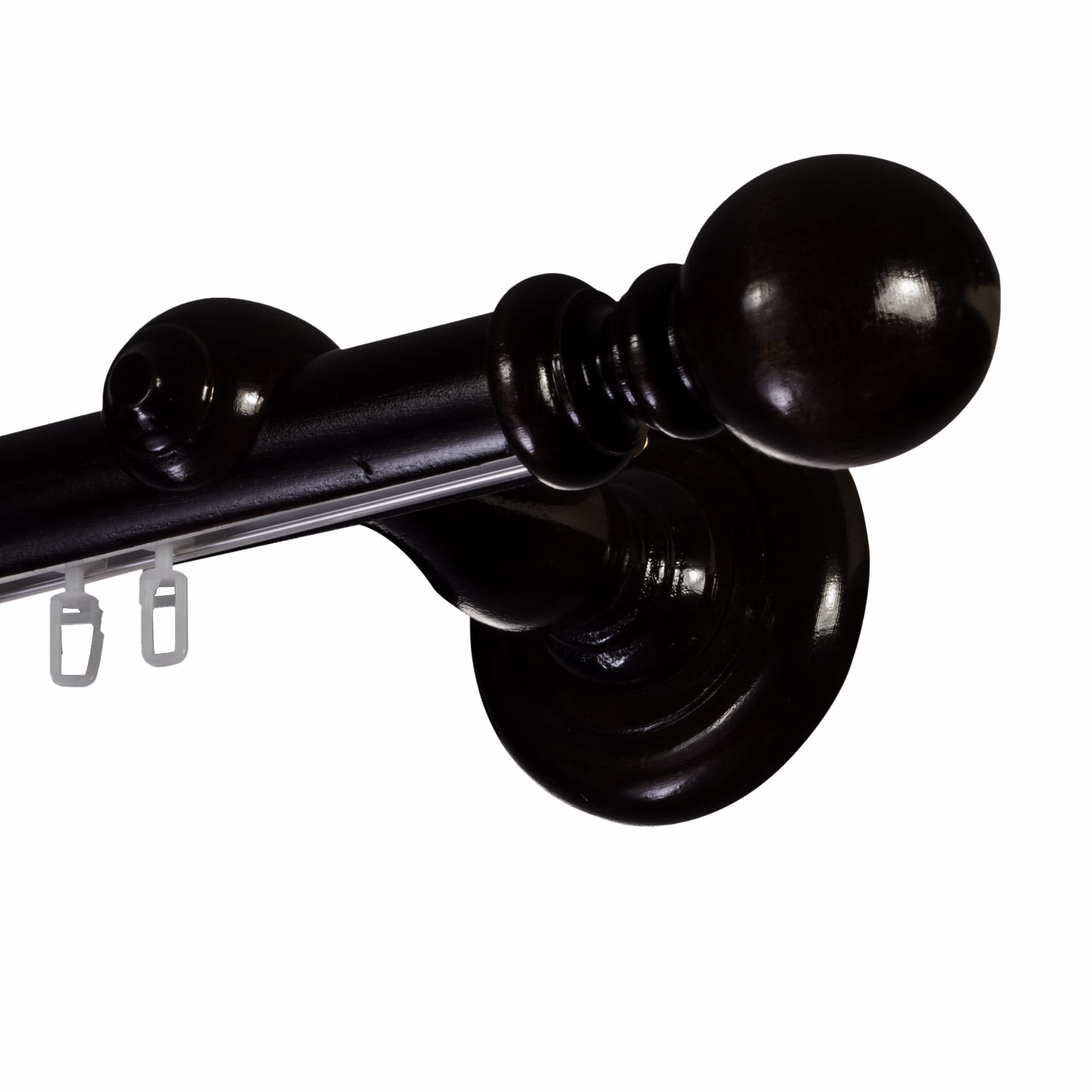 Galerie lemn perdea Globo Simple 35mm cu aluminiu Negru