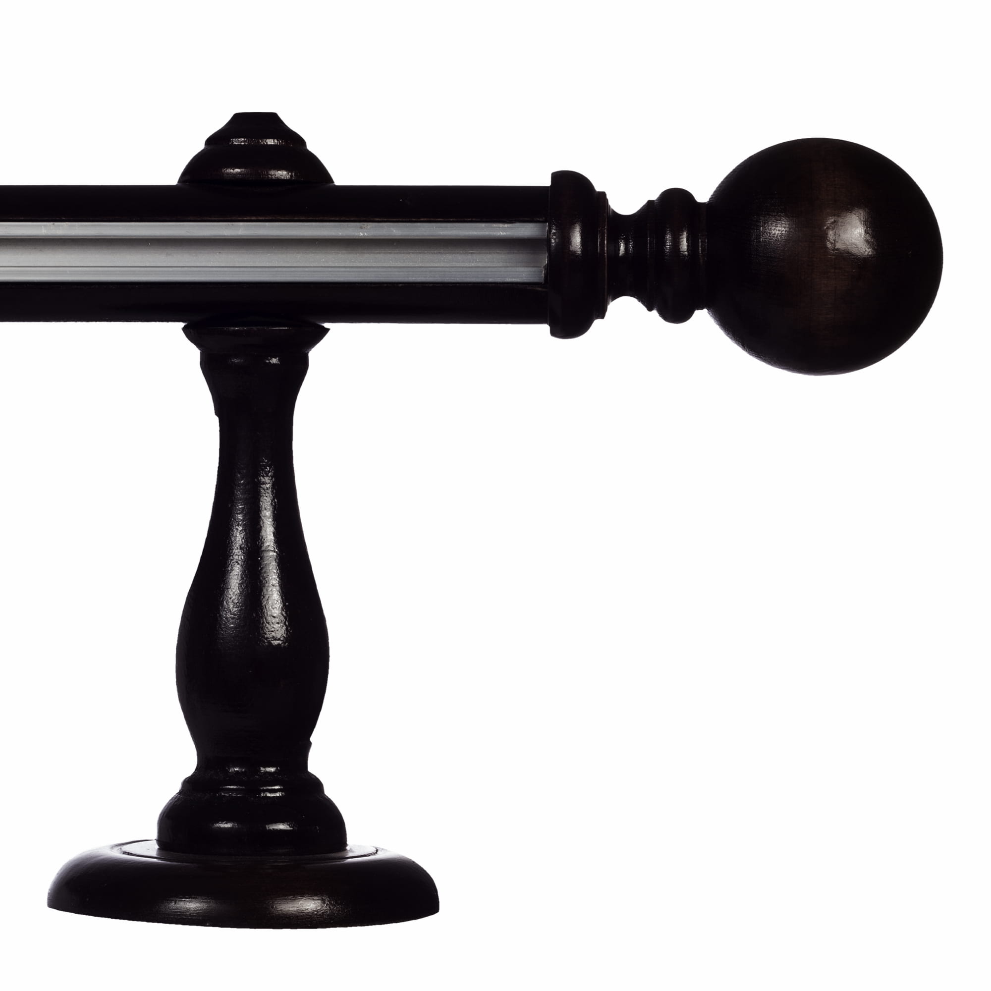 Galerie lemn perdea Globo Simple 35mm cu aluminiu Negru