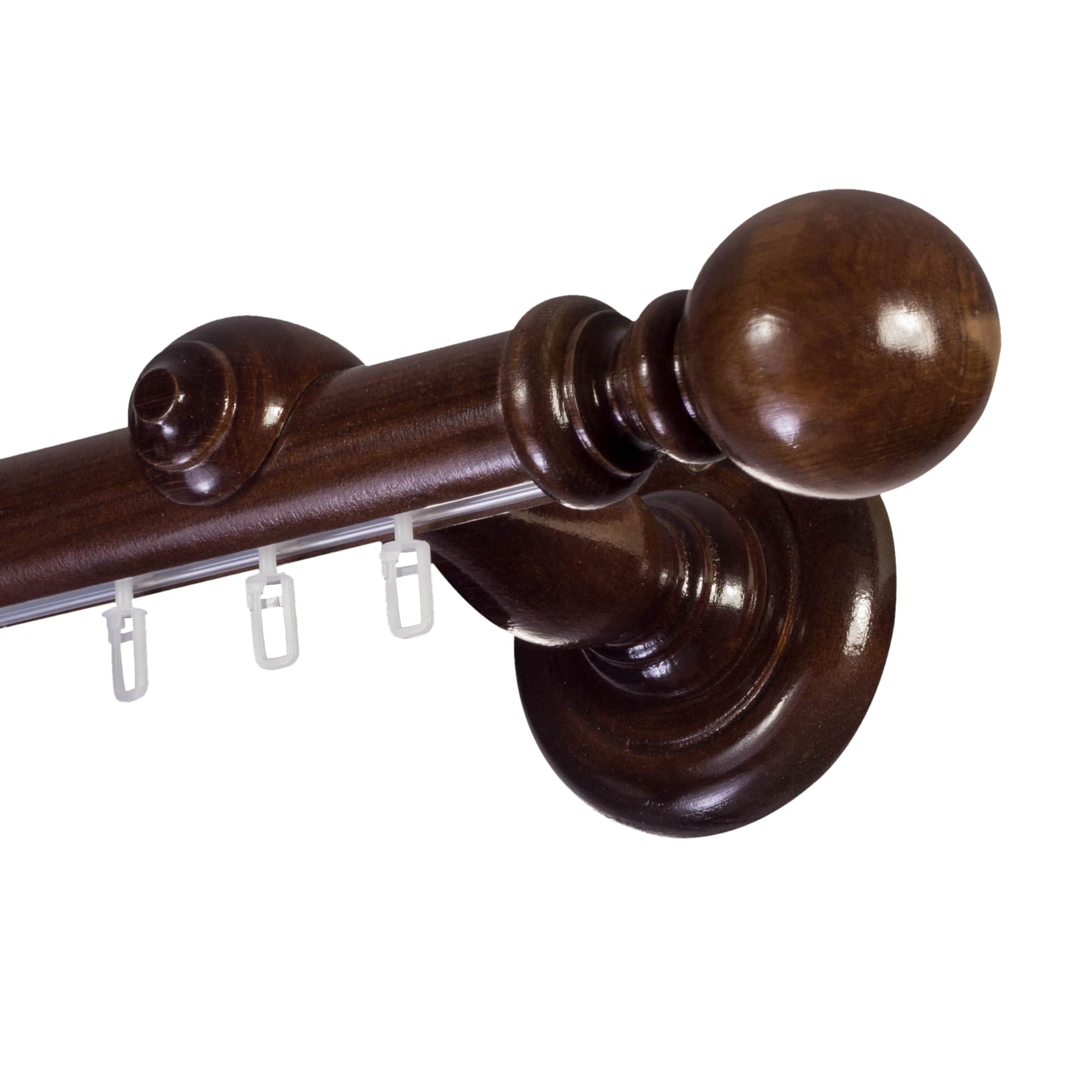 Galerie lemn perdea Globo Simple 35mm cu aluminiu Nuc