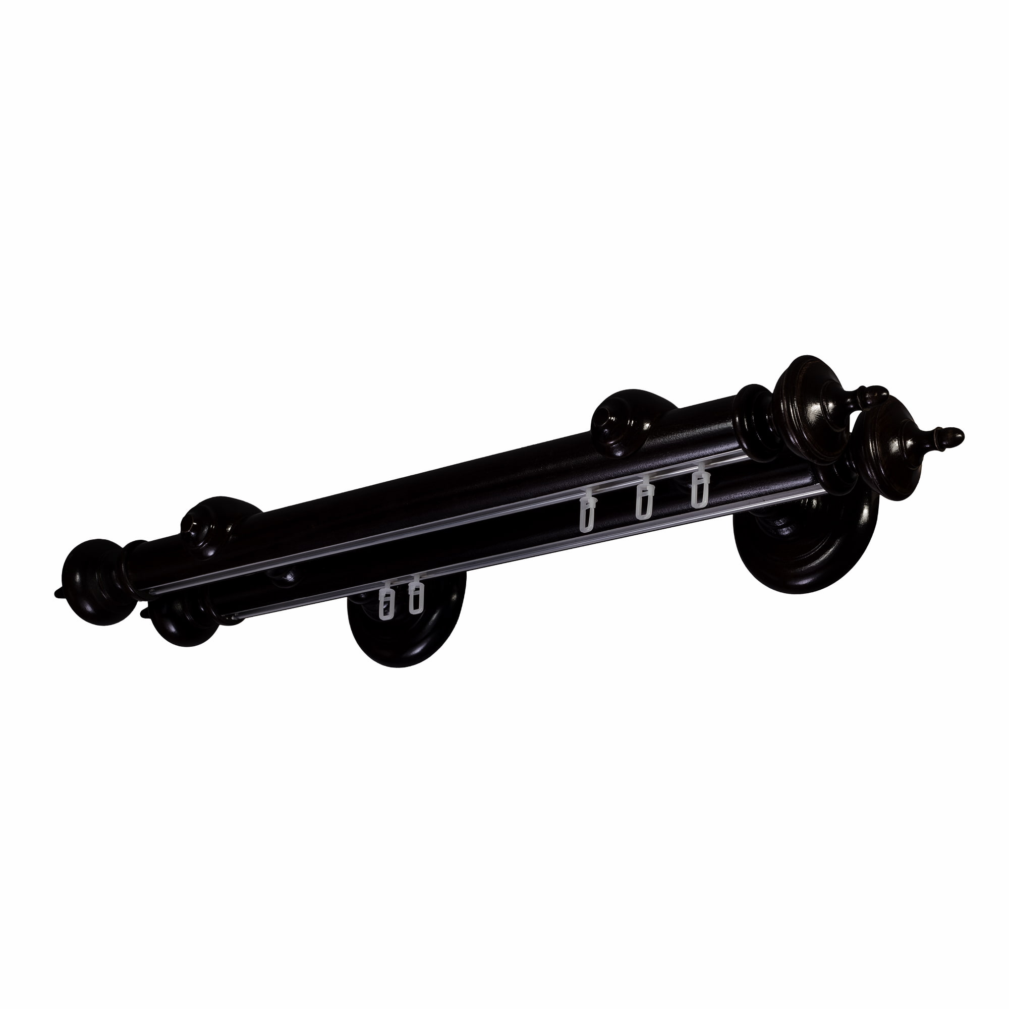 Galerie lemn perdea Saly Double 35mm cu aluminiu Negru Galerie lemn perdea Saly Double 35mm cu aluminiu Negru