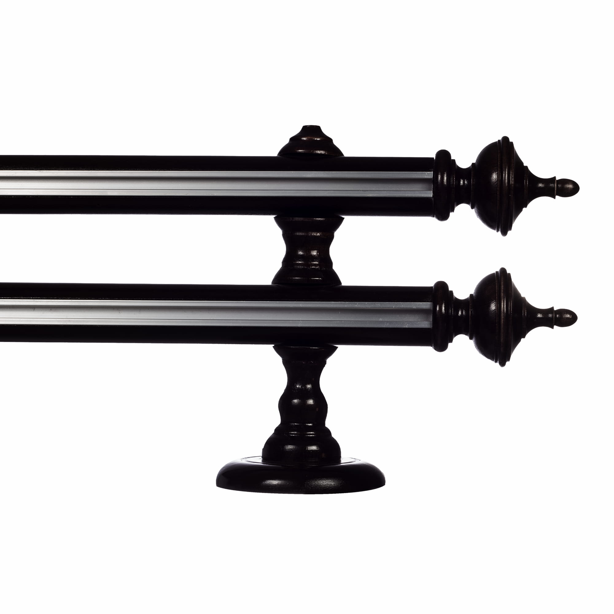 Galerie lemn perdea Saly Double 35mm cu aluminiu Negru Galerie lemn perdea Saly Double 35mm cu aluminiu Negru