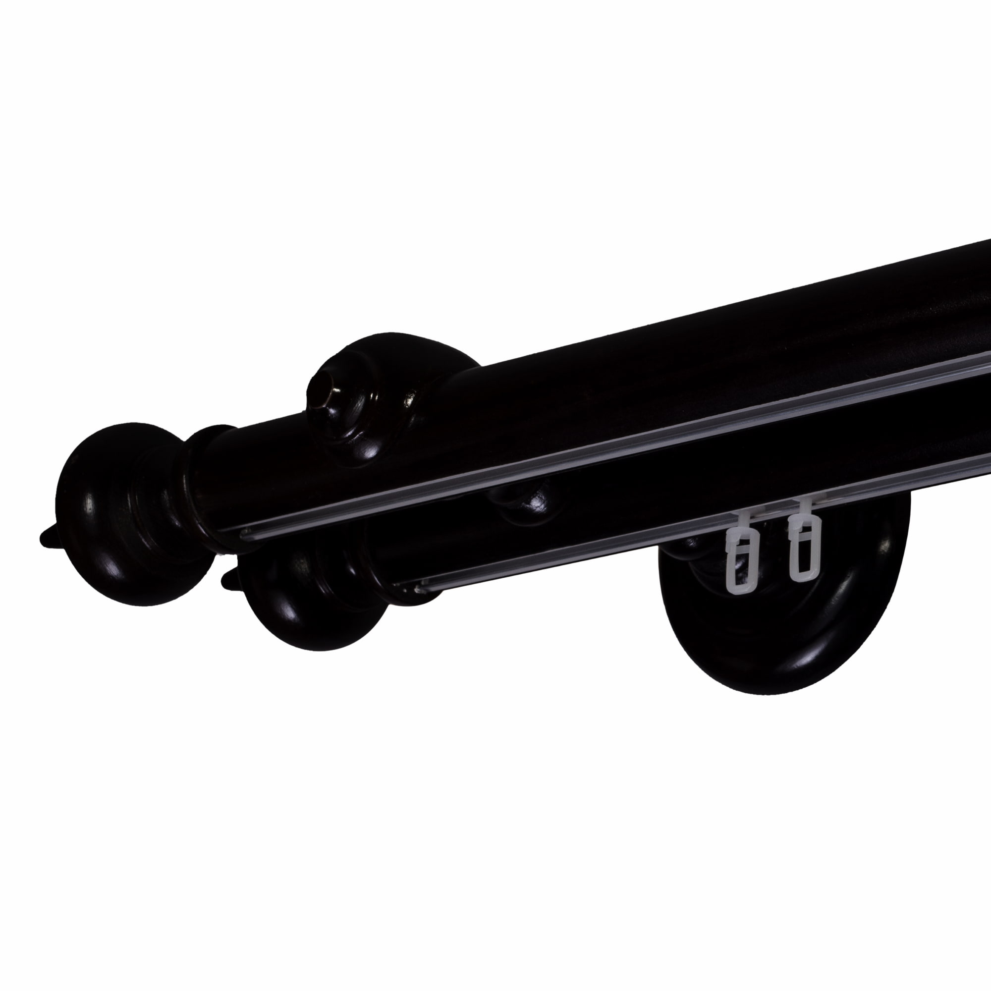 Galerie lemn perdea Saly Double 35mm cu aluminiu Negru Galerie lemn perdea Saly Double 35mm cu aluminiu Negru