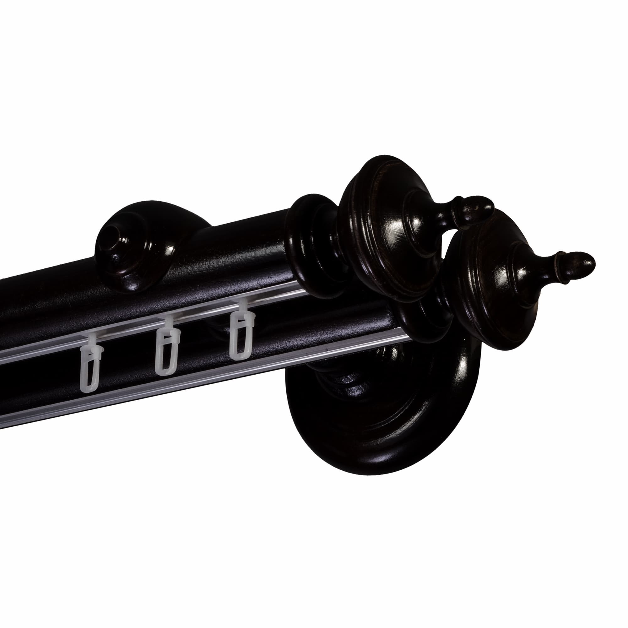 Galerie lemn perdea Saly Double 35mm cu aluminiu Negru Galerie lemn perdea Saly Double 35mm cu aluminiu Negru