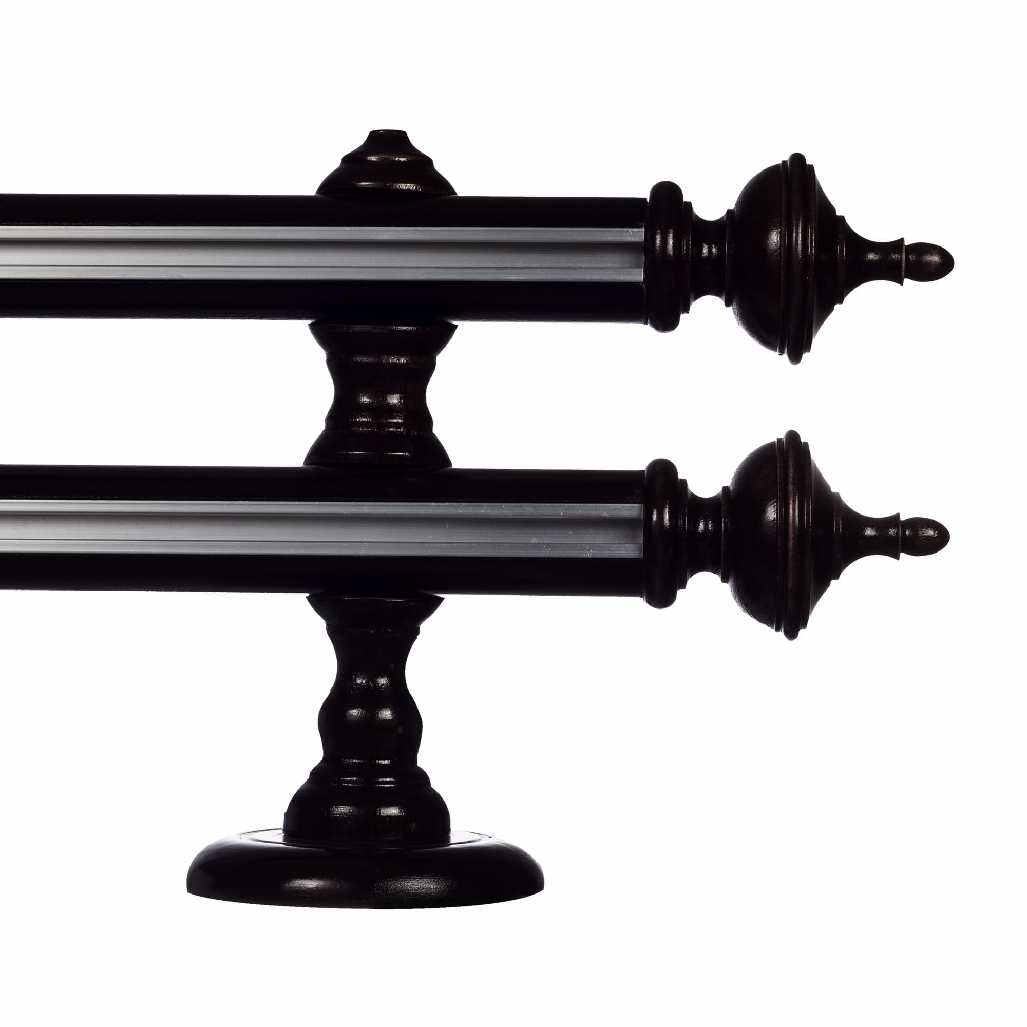 Galerie lemn perdea Saly Double 35mm cu aluminiu Negru Galerie lemn perdea Saly Double 35mm cu aluminiu Negru