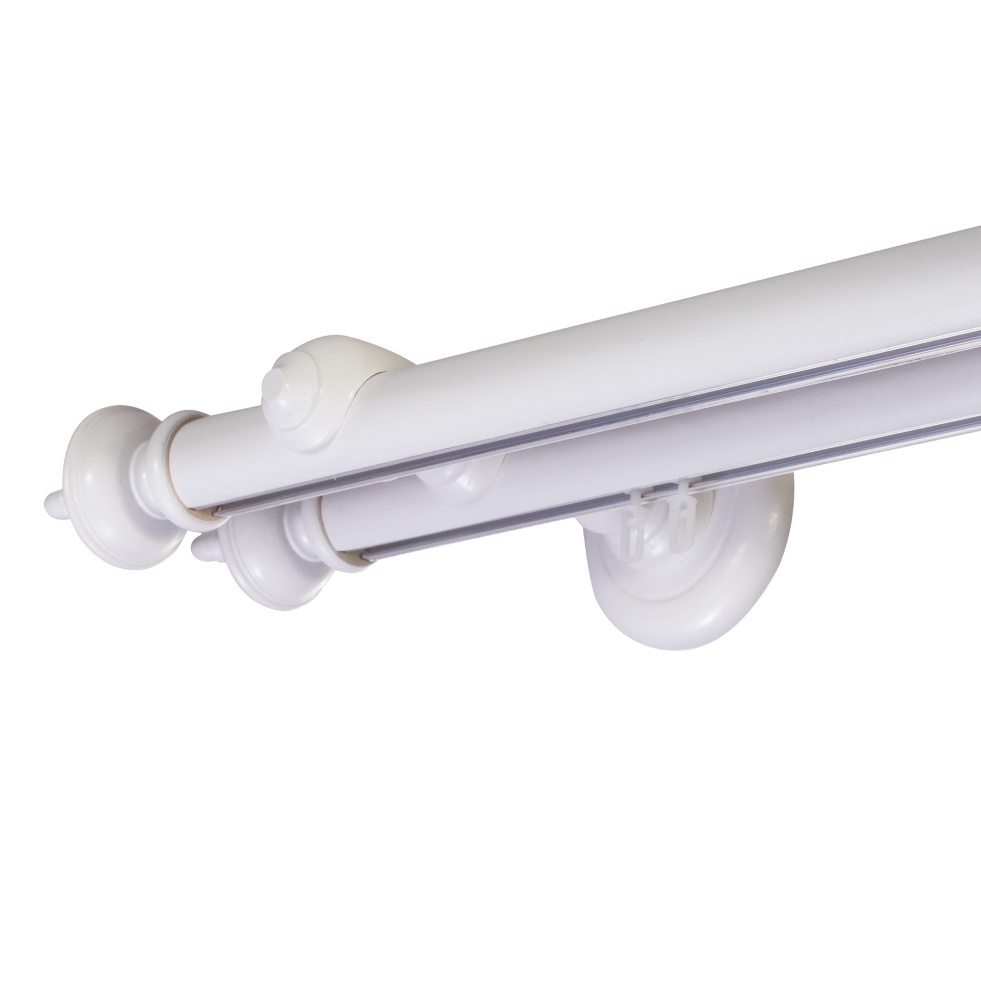 Galerie lemn perdea Stella double 35mm cu aluminiu Alb