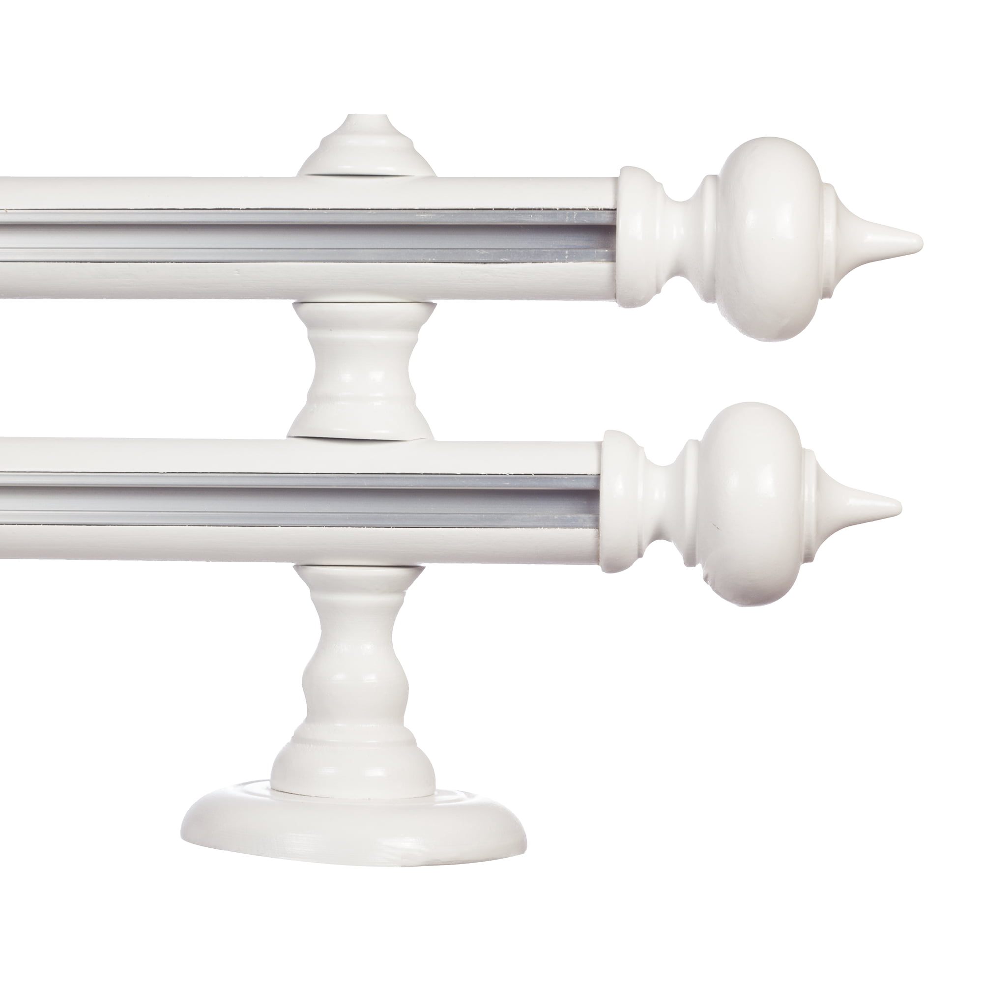 Galerie lemn perdea Stella double 35mm cu aluminiu Alb