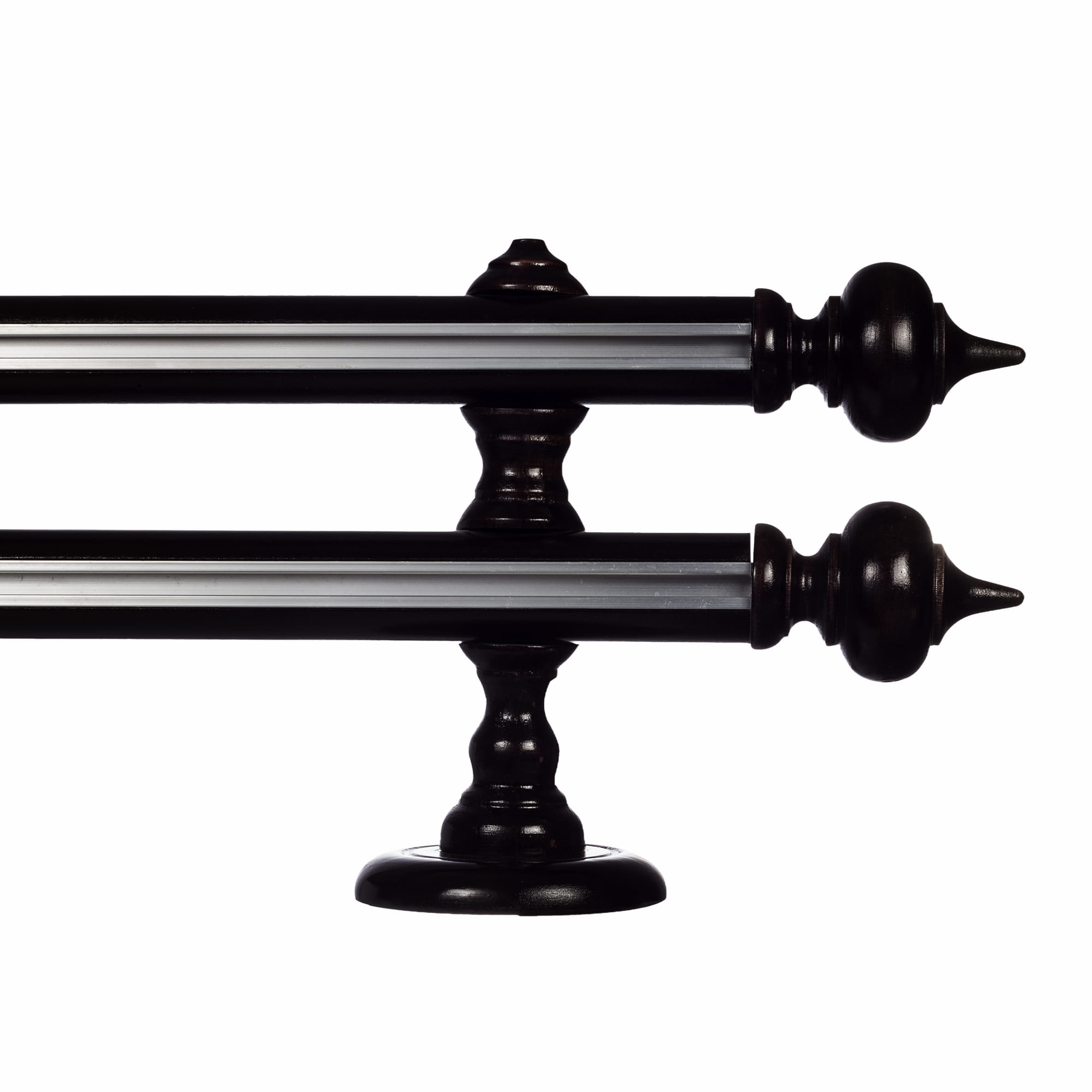 Galerie lemn perdea Stella double 35mm cu aluminiu Negru
