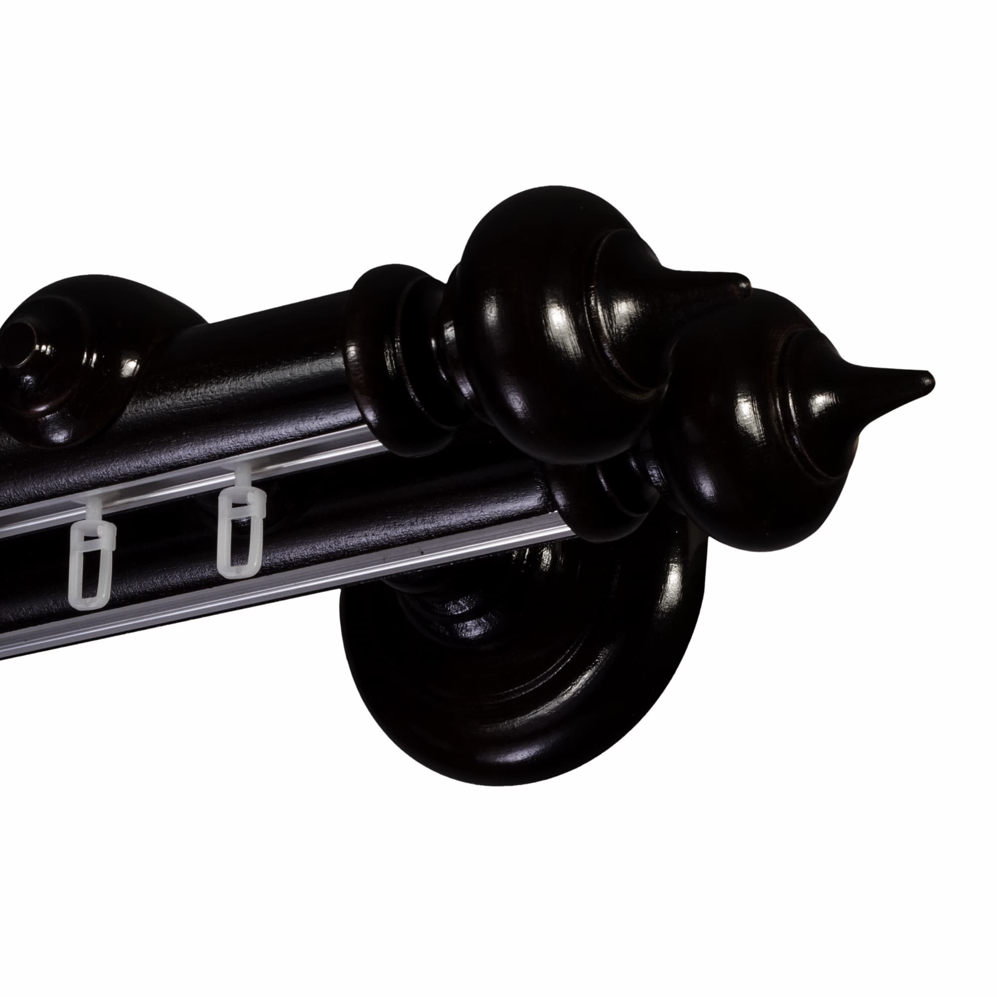 Galerie lemn perdea Stella double 35mm cu aluminiu Negru