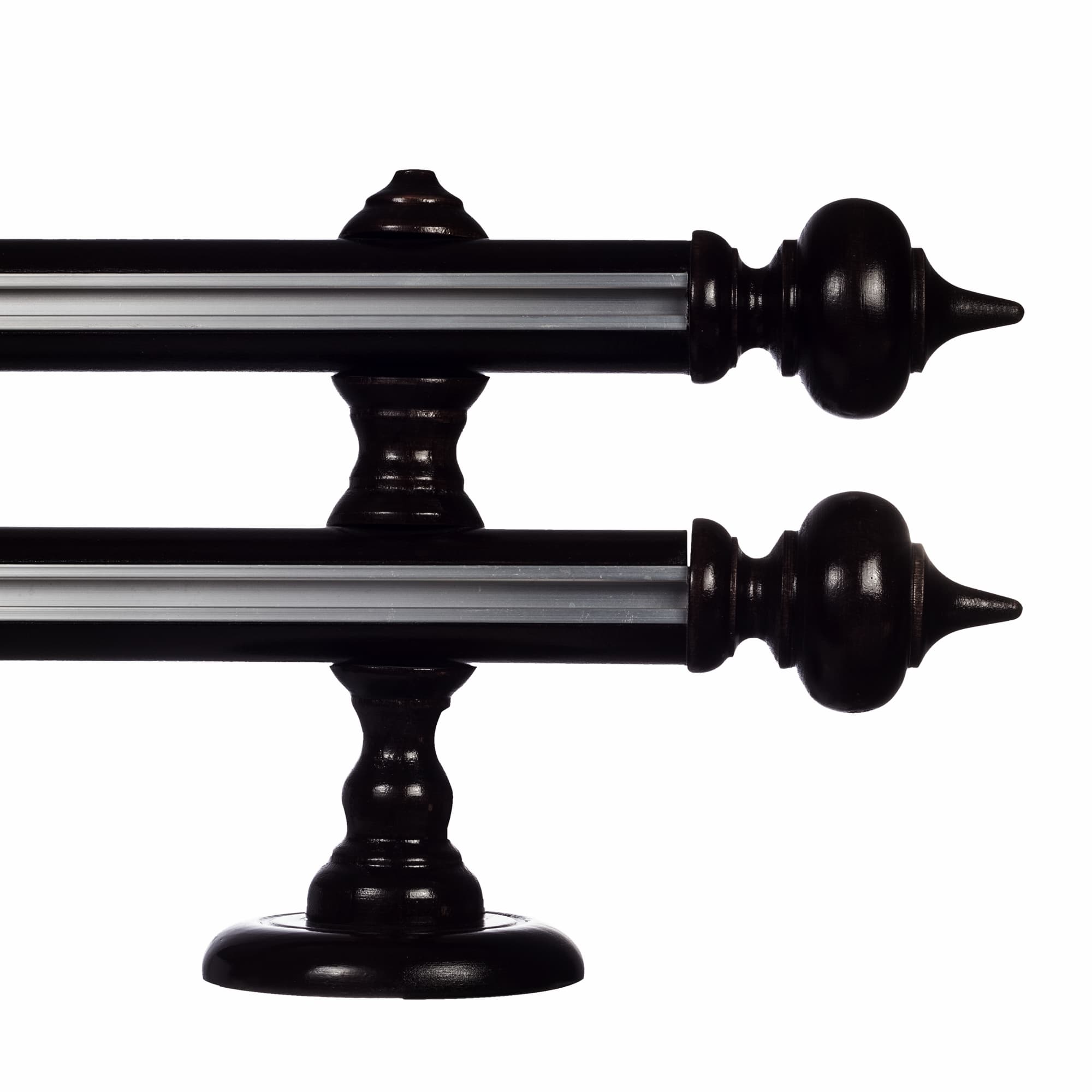 Galerie lemn perdea Stella double 35mm cu aluminiu Negru