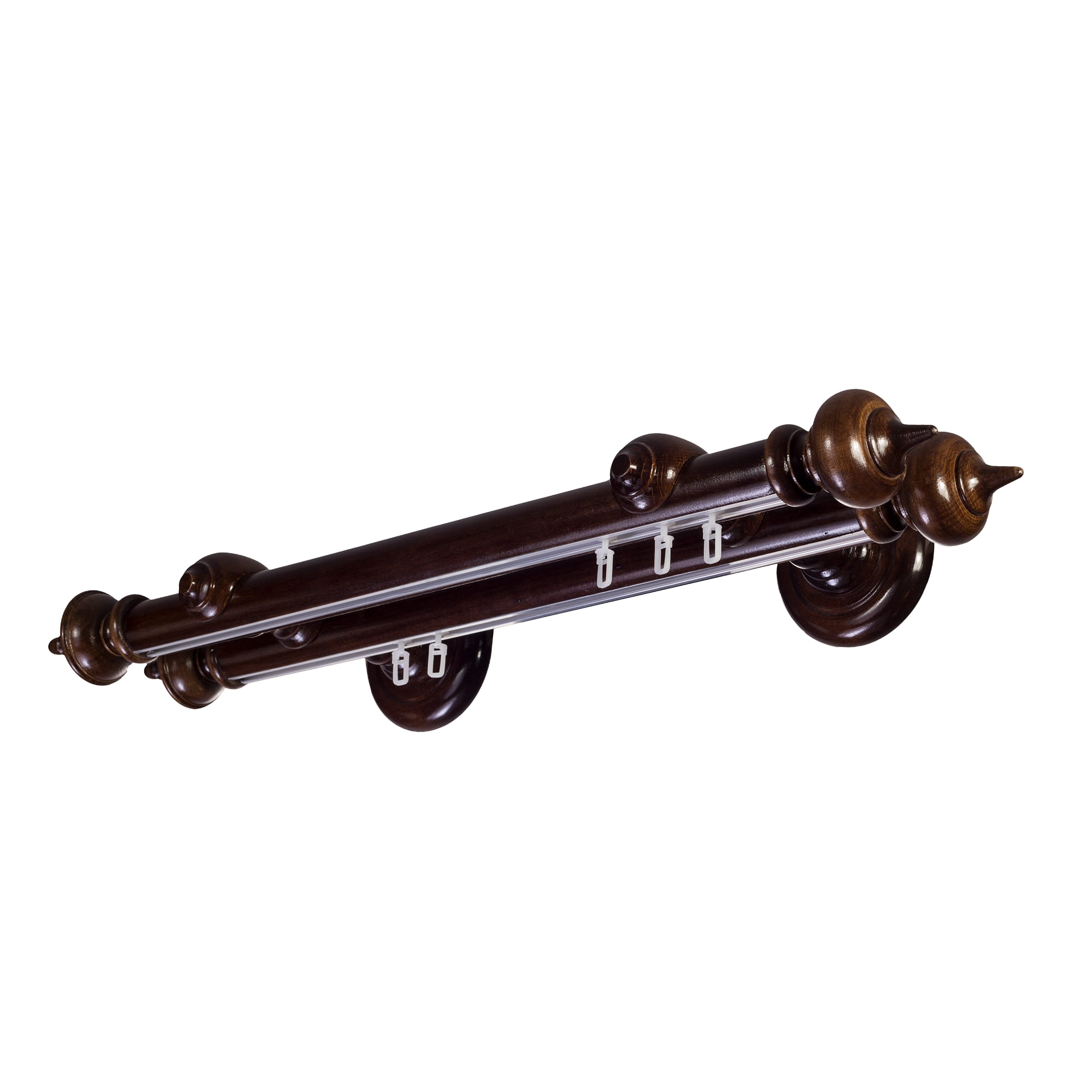 Galerie lemn perdea Stella double 35mm cu aluminiu Nuc