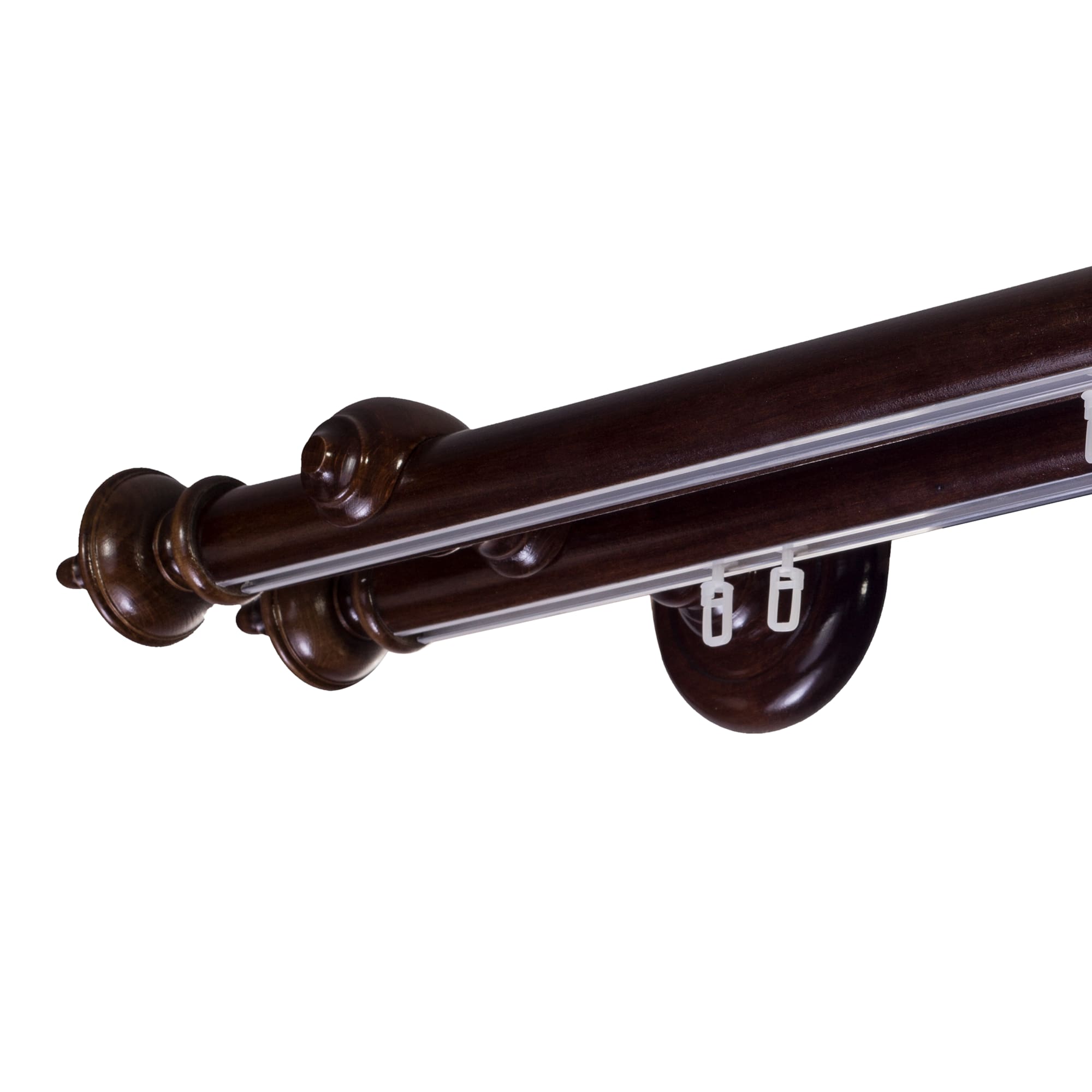 Galerie lemn perdea Stella double 35mm cu aluminiu Nuc