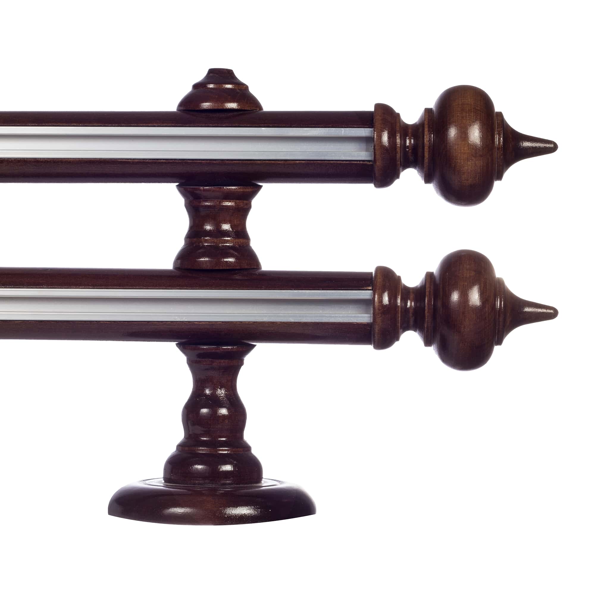 Galerie lemn perdea Stella double 35mm cu aluminiu Nuc