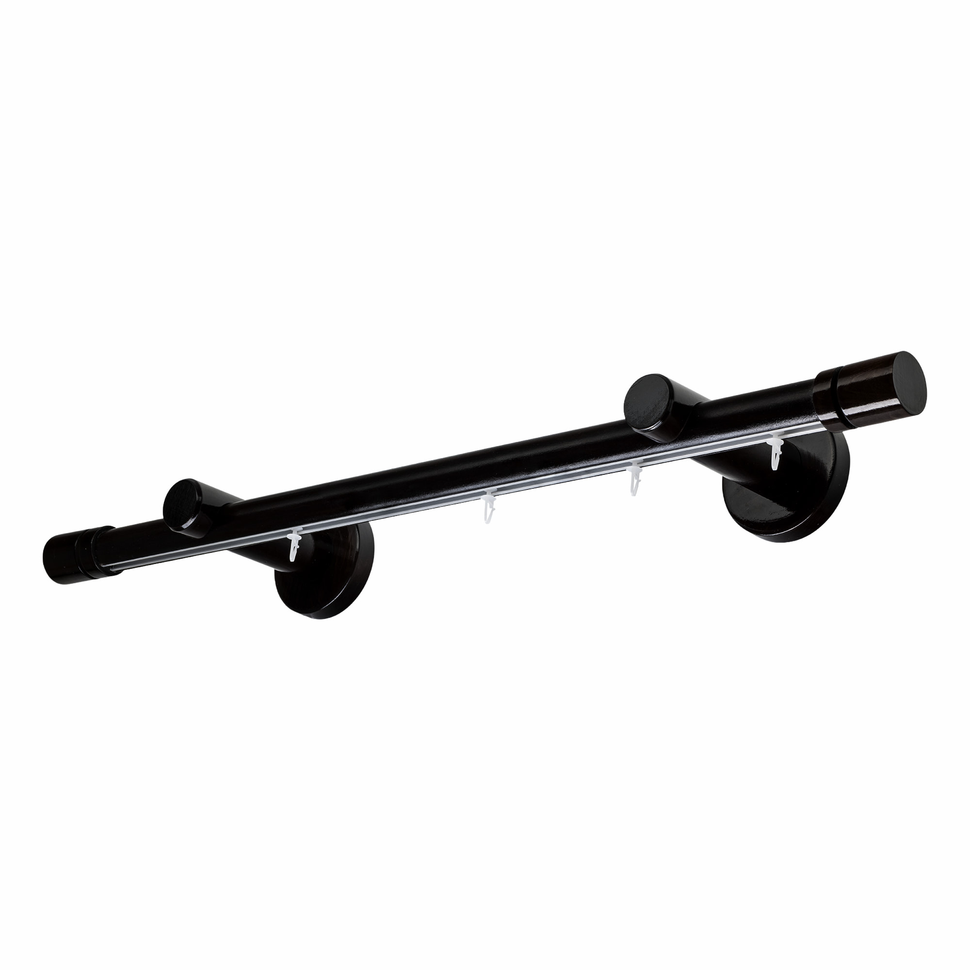 Galerie lemn perdea Cilindru Simplu 35 mm cu șină de aluminiu Negru Galerie lemn perdea Cilindru Simplu 35 mm cu șină de aluminiu Negru