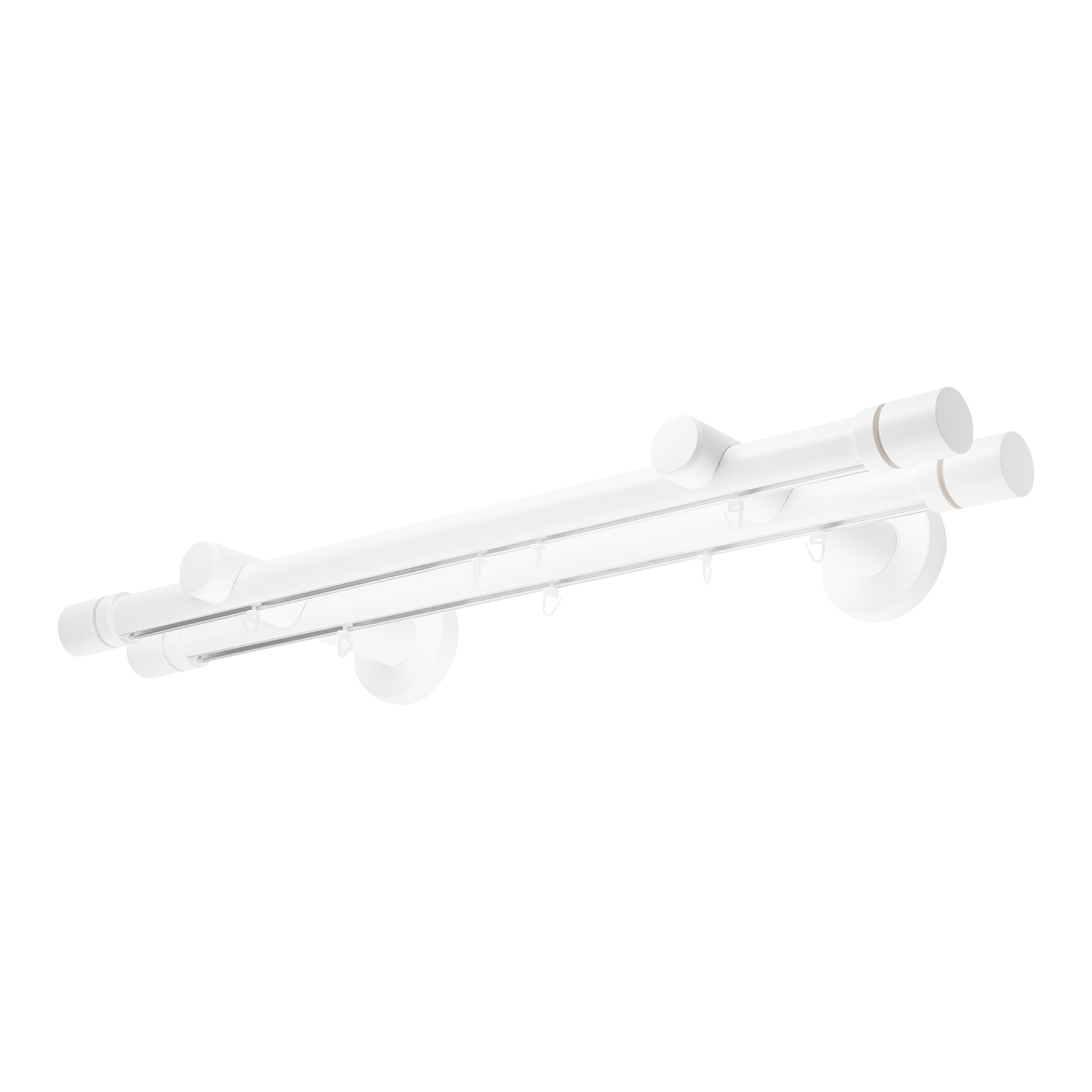 Galerie lemn perdea Cilindru Dublu 35 mm cu șină de aluminiu Alb
