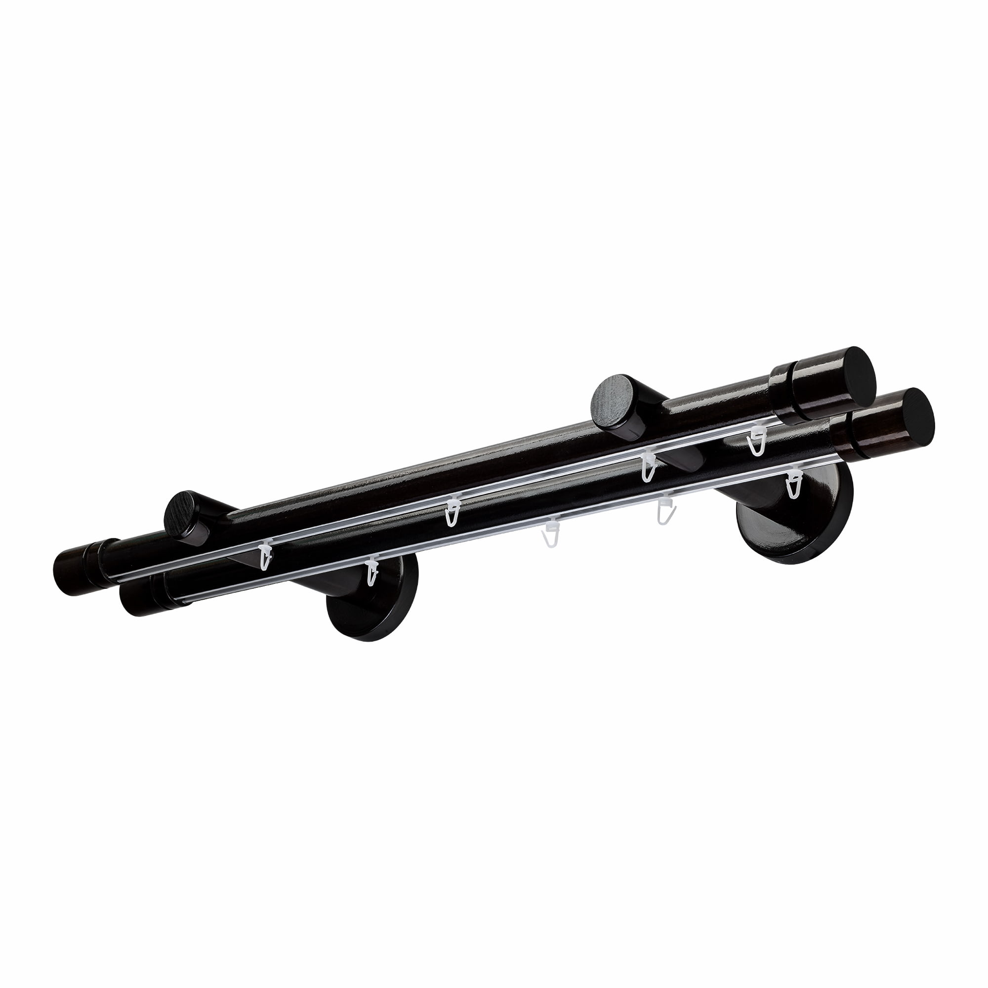 Galerie lemn perdea Cilindru Dublu 35 mm cu șină de aluminiu Negru