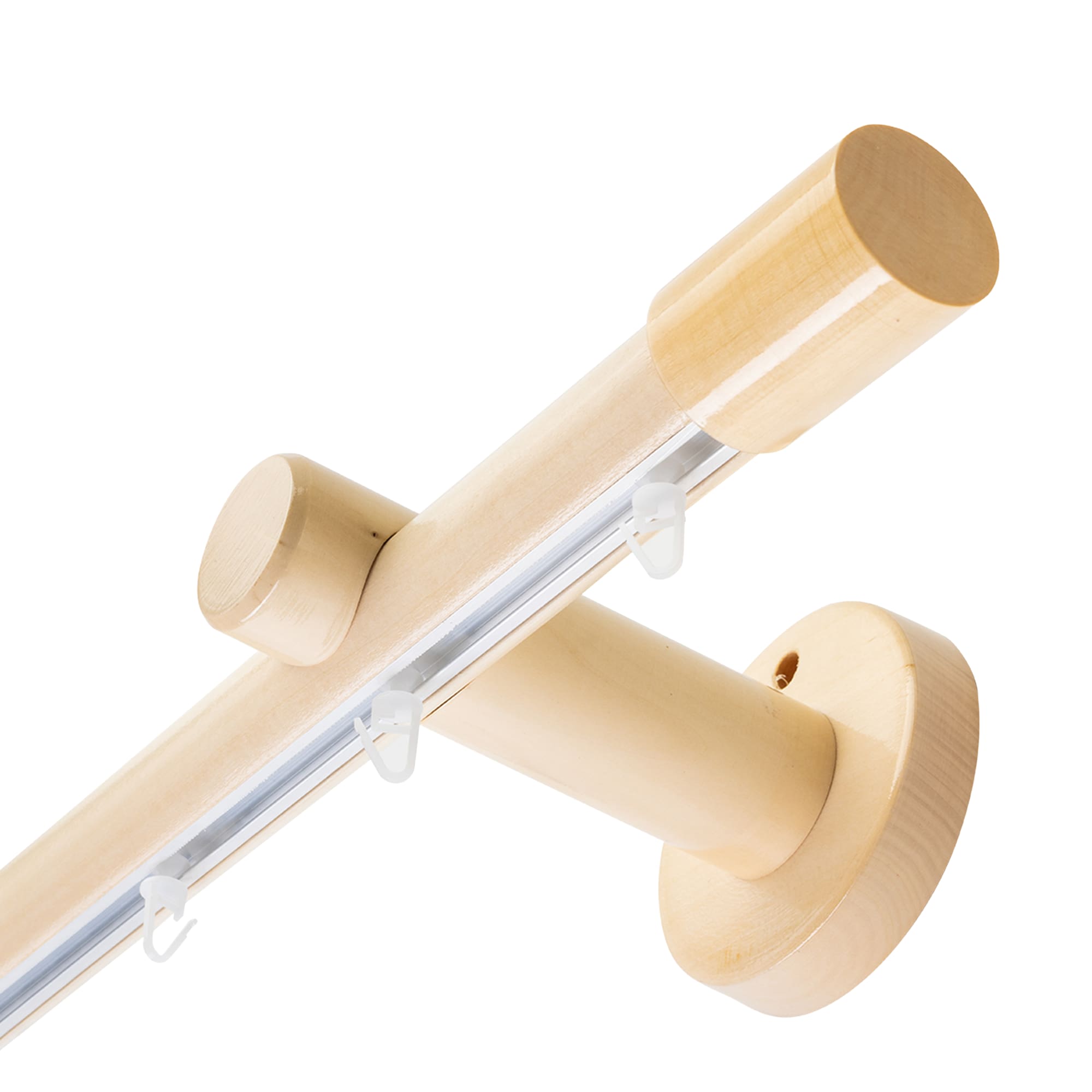 Galerie lemn perdea Luna Simplu 35 mm cu șină de aluminiu natur Galerie lemn perdea Luna Simplu 35 mm cu șină de aluminiu Natur