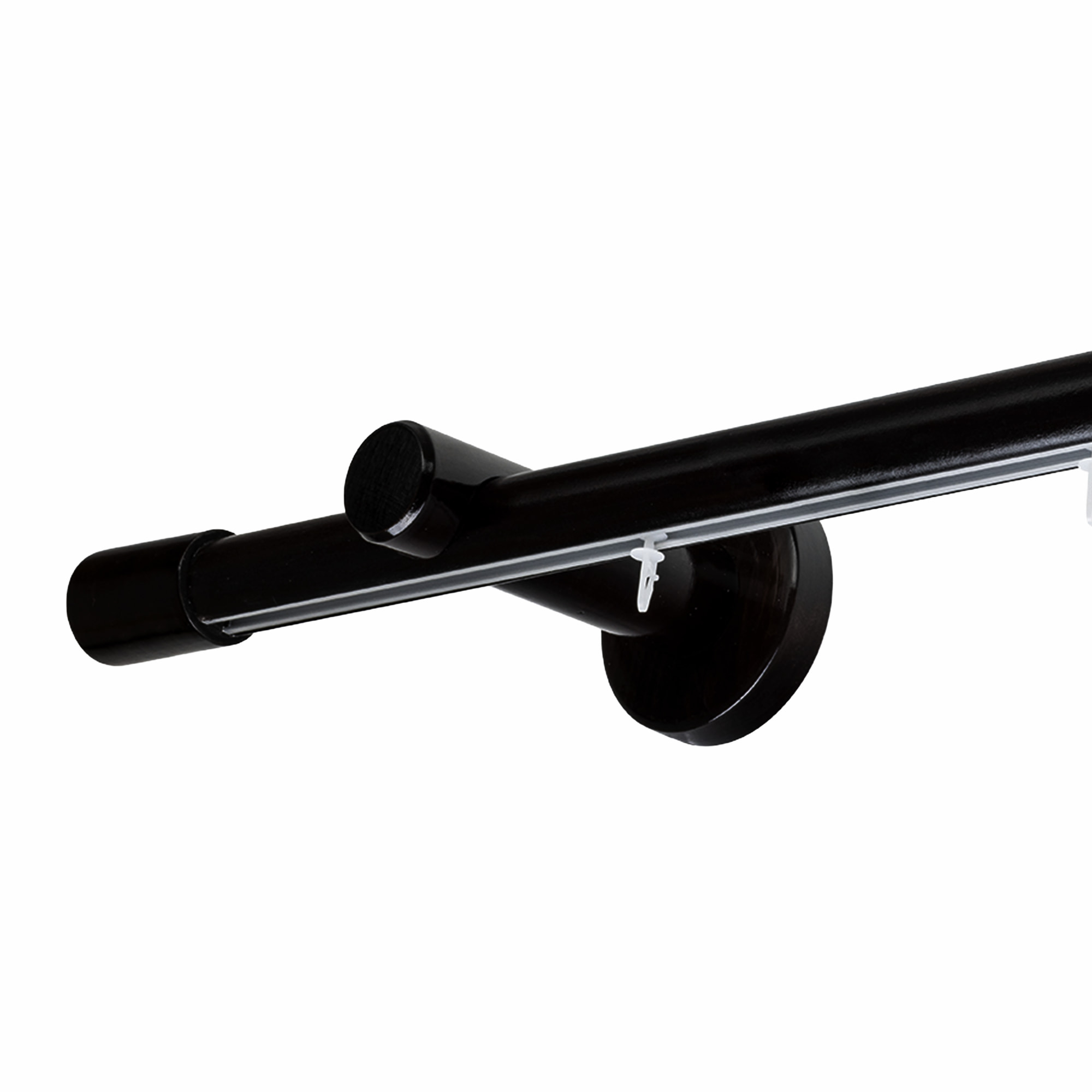 Galerie lemn perdea Luna Simplu 35 mm cu șină de aluminiu negru Galerie lemn perdea Luna Simplu 35 mm cu șină de aluminiu Negru