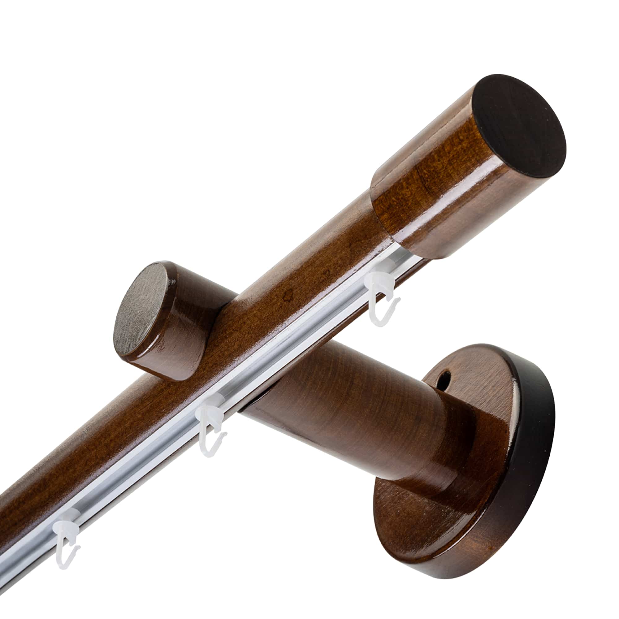 Galerie lemn perdea Luna Simplu 35 mm cu șină de aluminiu nuc Galerie lemn perdea Luna Simplu 35 mm cu șină de aluminiu Nuc