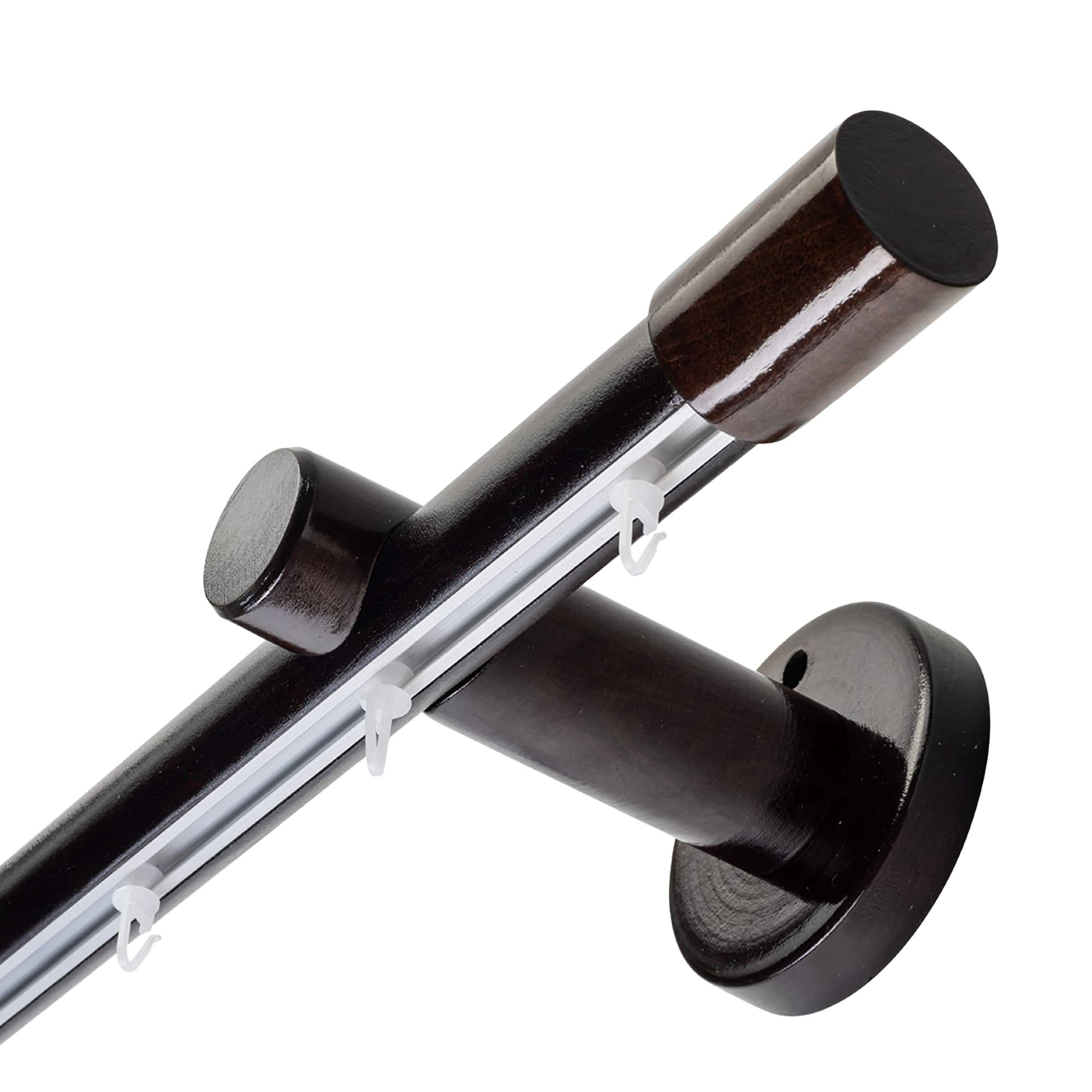 Galerie lemn perdea Luna Simplu 35 mm cu șină de aluminiu wenge Galerie lemn perdea Luna Simplu 35 mm cu șină de aluminiu Wenge