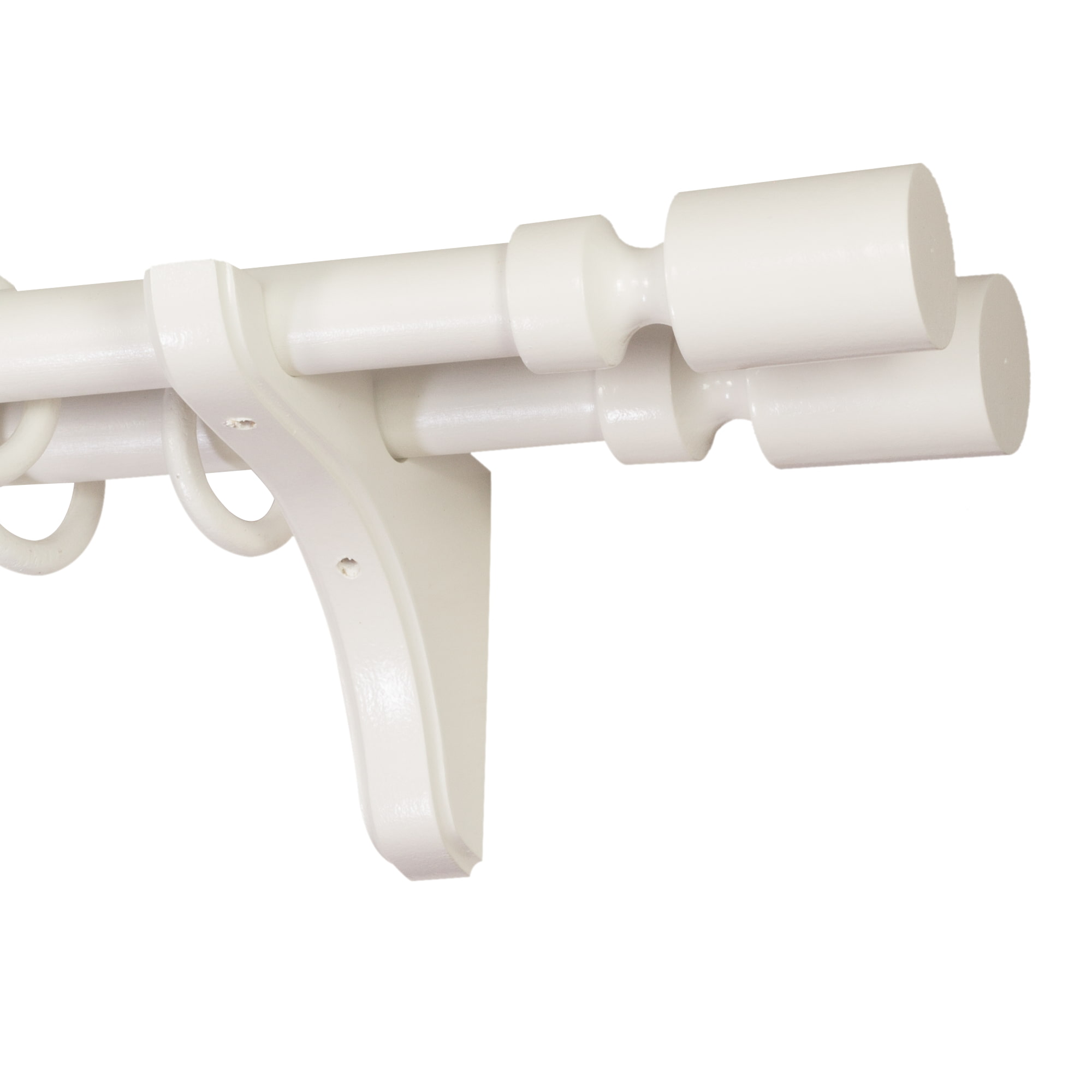 Galerie pentru perdea și draperie Decor Cilindru Double din lemn Alb