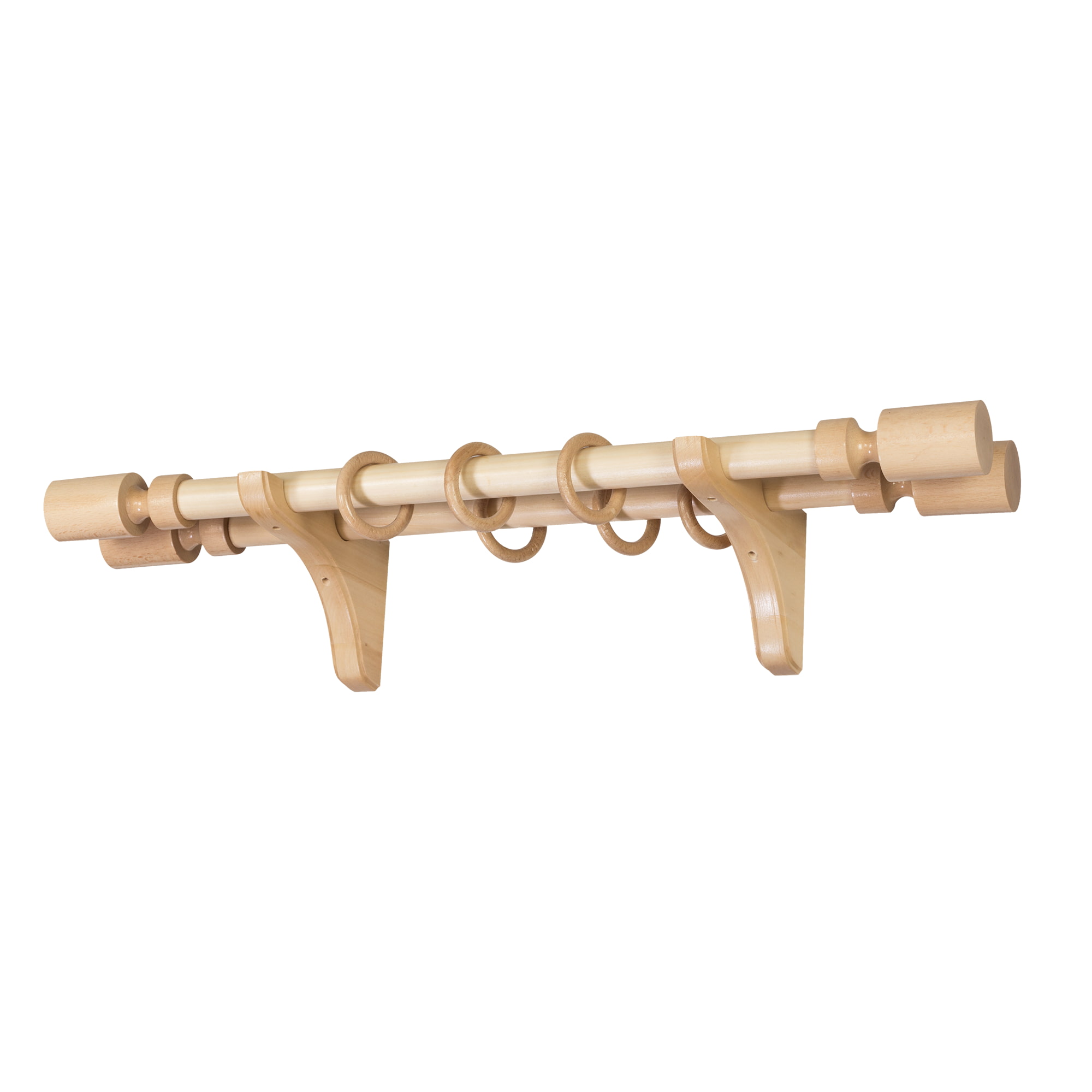 Galerie pentru perdea și draperie Decor Cilindru Double din lemn Natur