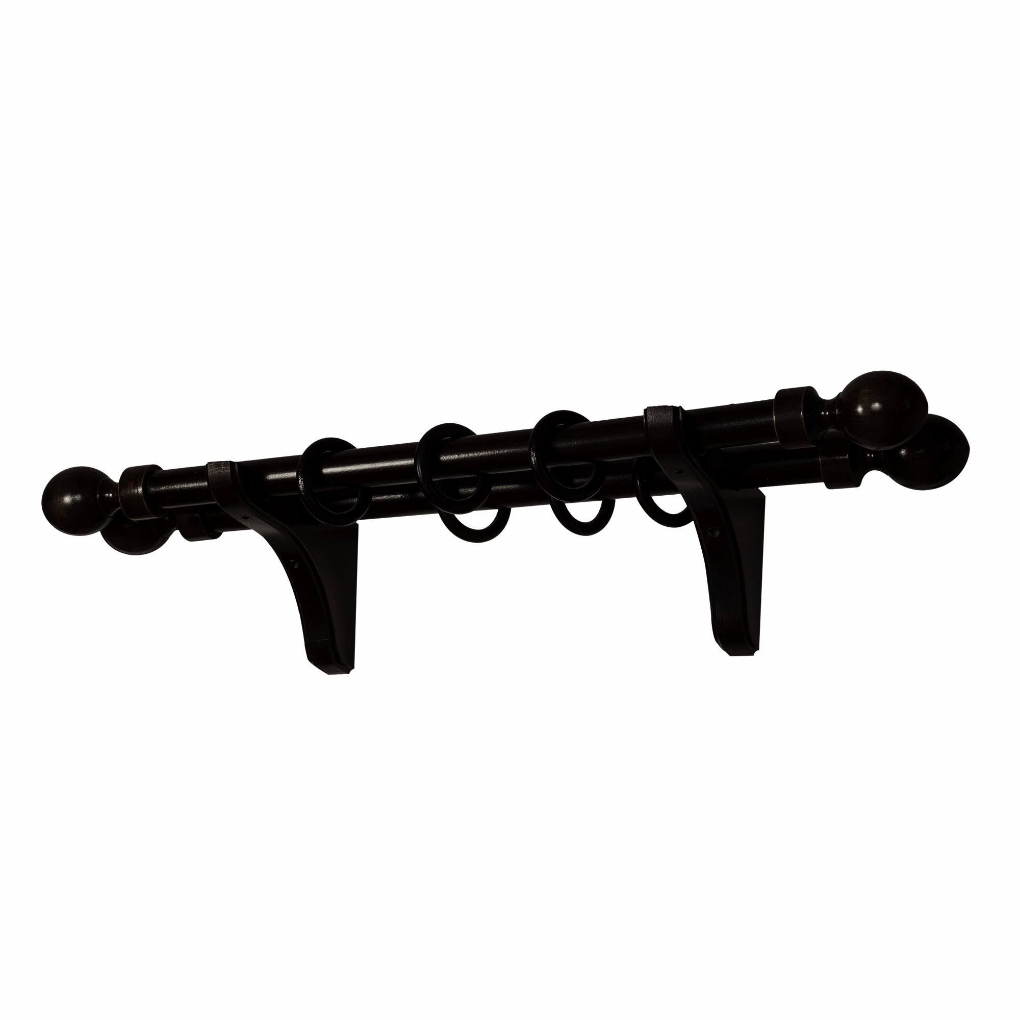 Galerie pentru perdea și draperie Decor Glob Double din lemn Negru Galerie pentru perdea și draperie Decor Glob Double din lemn Negru