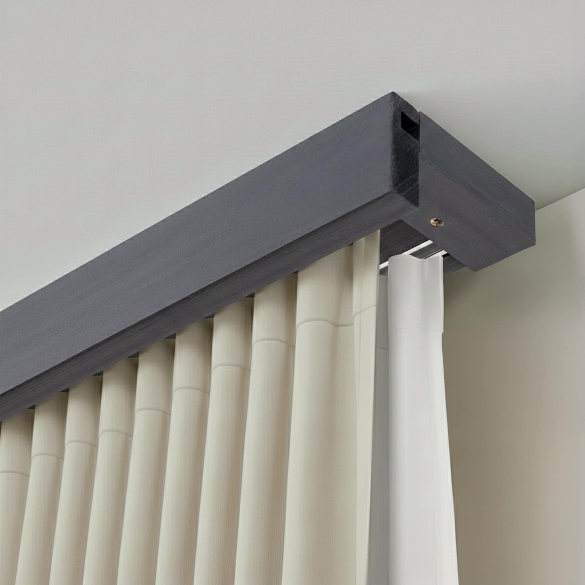 Galerie pentru perdea și draperie Travetto dublu cu mască din lemn Gri_antracit Galerie pentru perdea și draperie Travetto dublu cu mască din lemn Gri_antracit