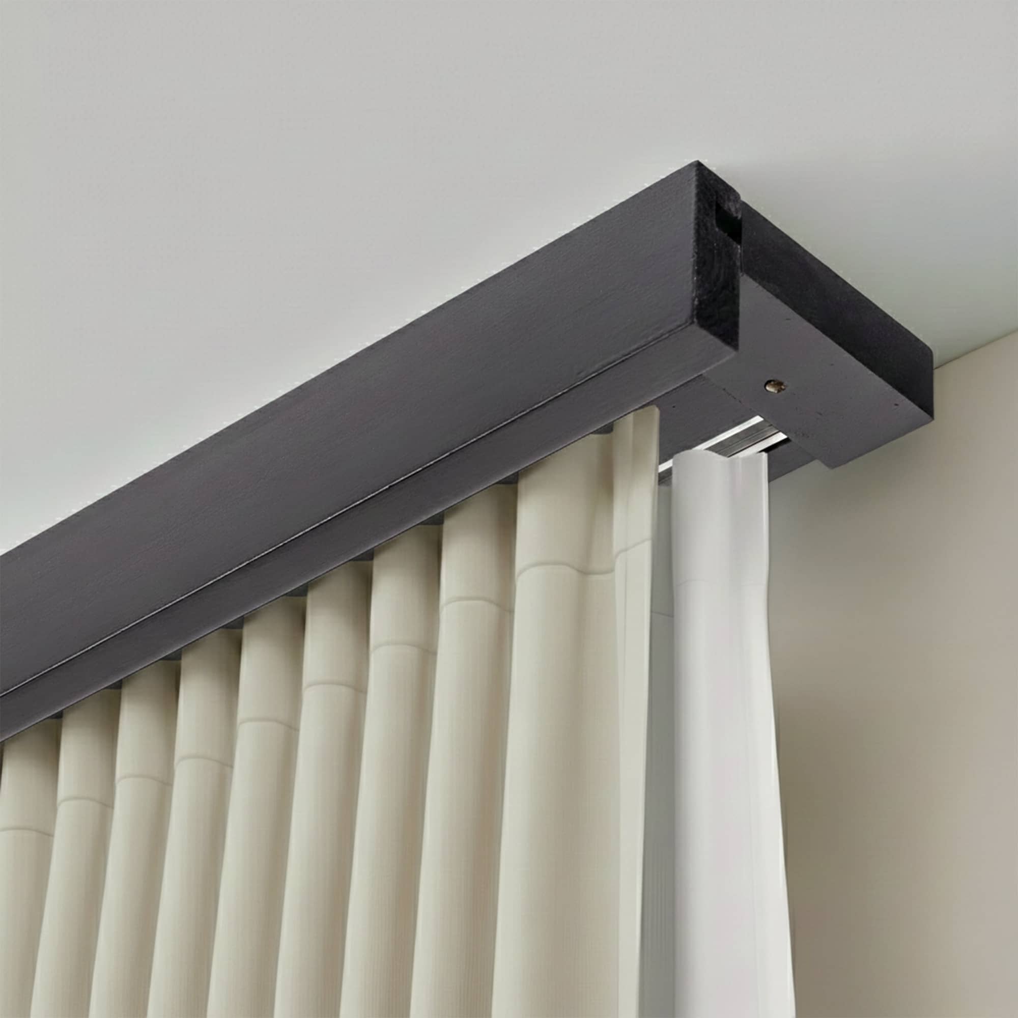 Galerie pentru perdea și draperie Travetto dublu cu mască din lemn Negru Galerie pentru perdea și draperie Travetto dublu cu mască din lemn Negru