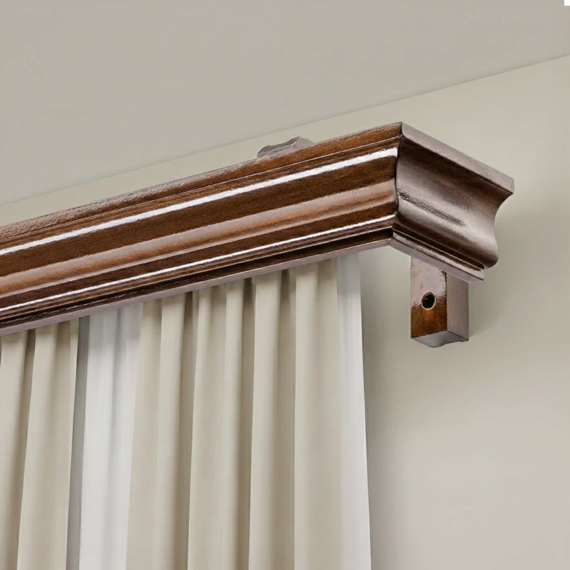 Galerie pentru perdea și draperie cu mască Athena din lemn Nuc Galerie pentru perdea și draperie cu mască Athena din lemn Nuc