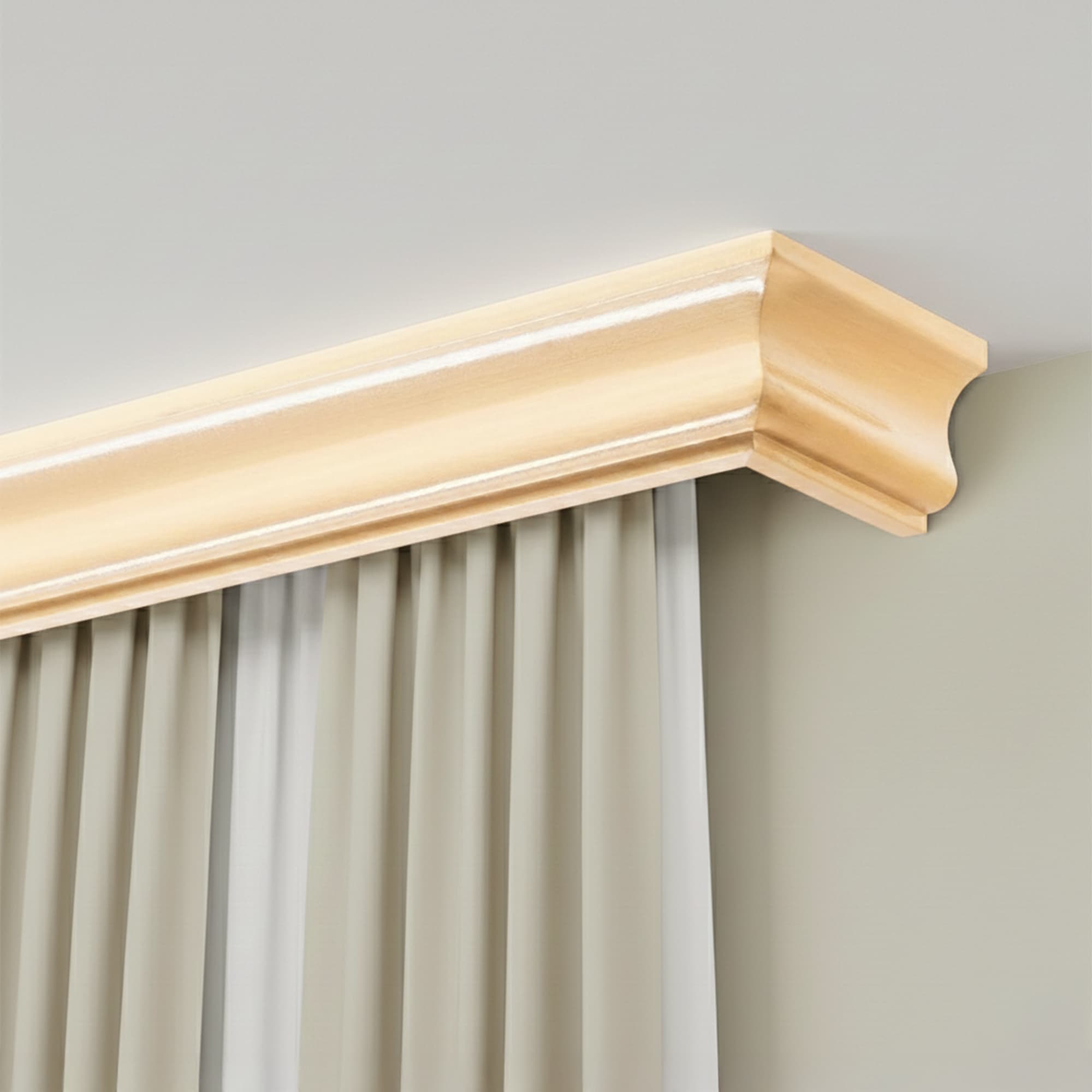 Galerie pentru perdea și draperie cu mască Athena din lemn Natur Galerie pentru perdea și draperie cu mască Athena din lemn Natur