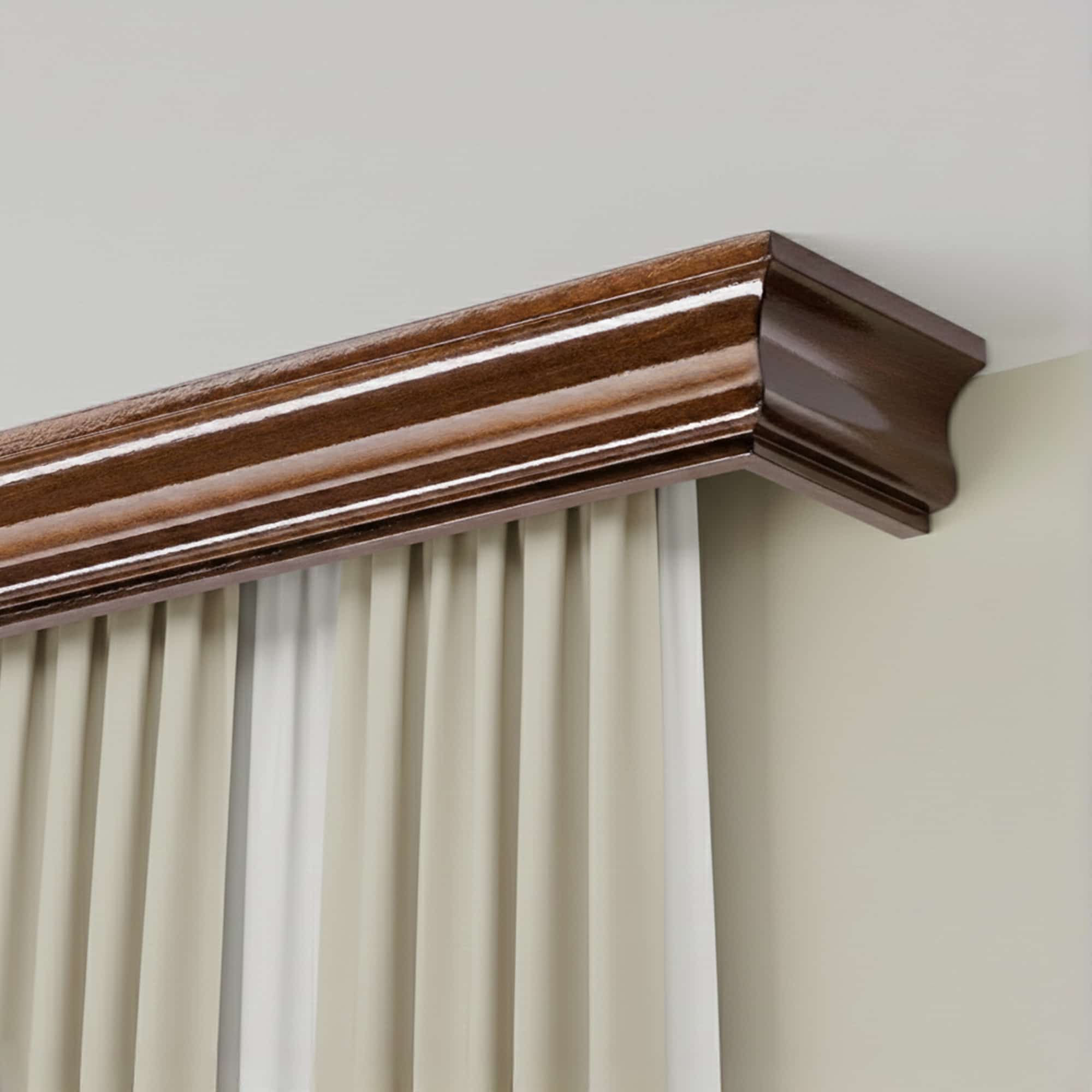 Galerie pentru perdea și draperie cu mască Athena din lemn Nuc Galerie pentru perdea și draperie cu mască Athena din lemn Nuc