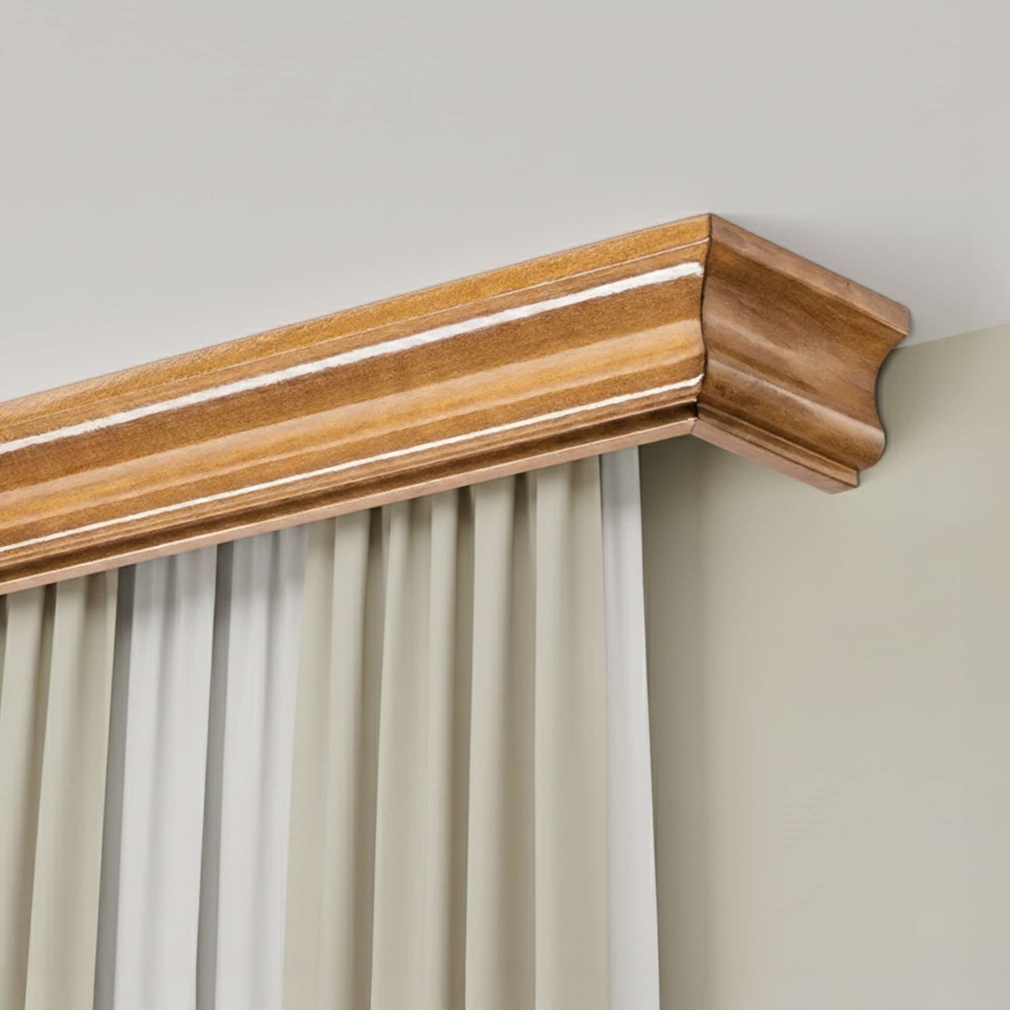 Galerie pentru perdea și draperie cu mască Athena din lemn Stejar Galerie pentru perdea și draperie cu mască Athena din lemn Stejar