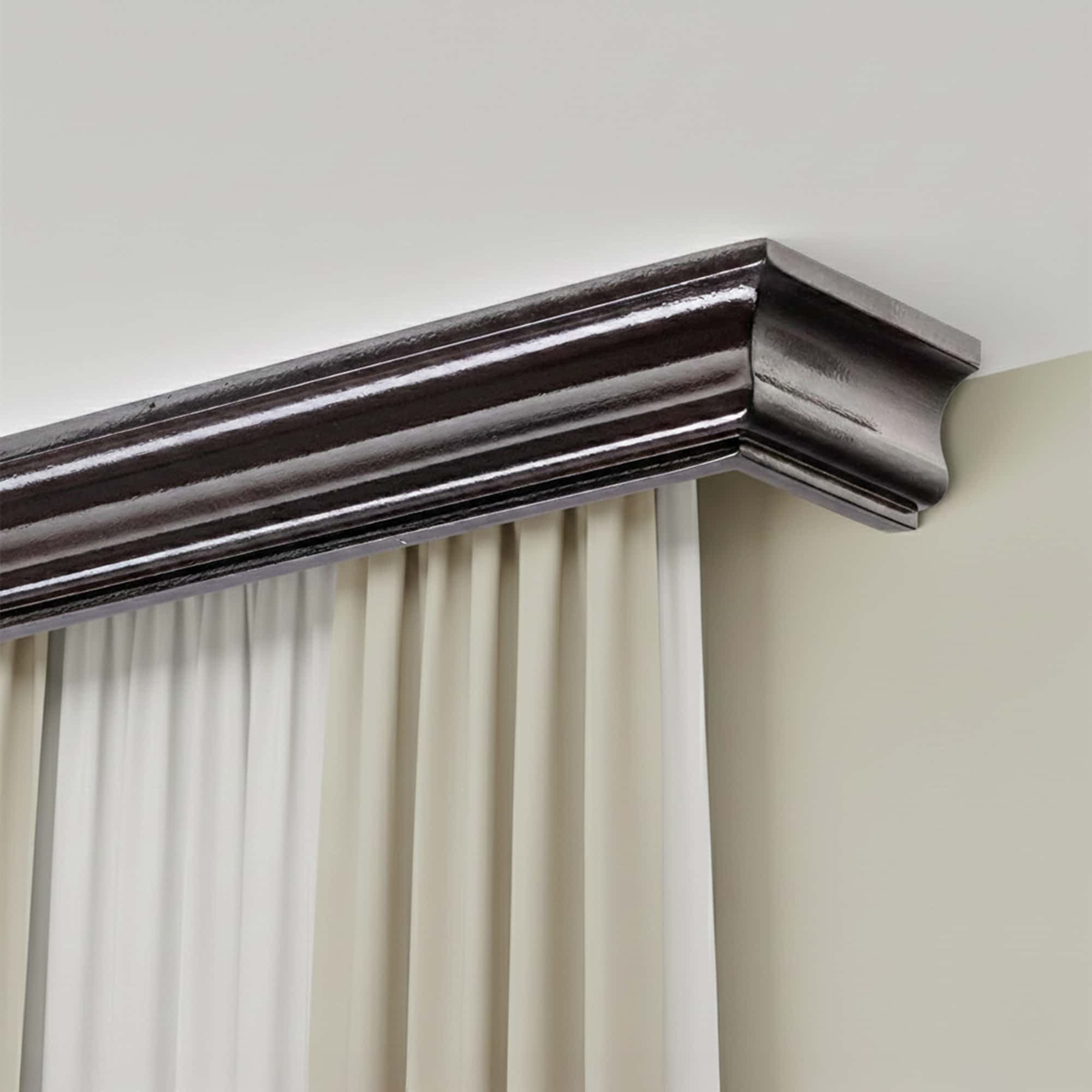 Galerie pentru perdea și draperie cu mască Athena din lemn Wenge Galerie pentru perdea și draperie cu mască Athena din lemn Wenge