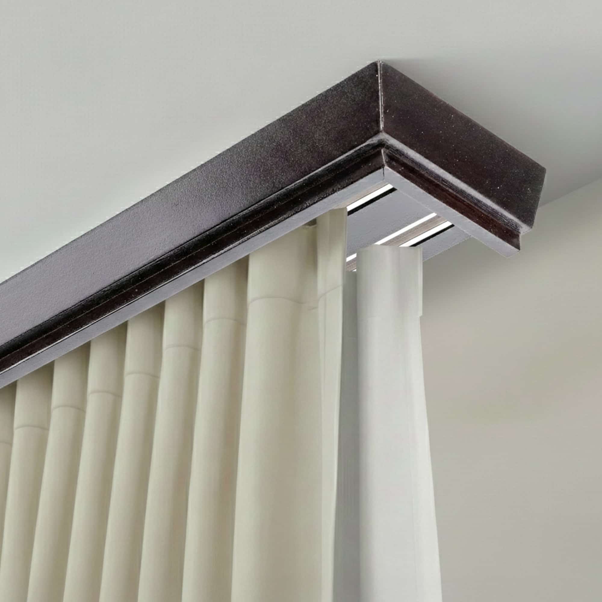 Galerie pentru perdea și draperie cu mască Conic din lemn Wenge