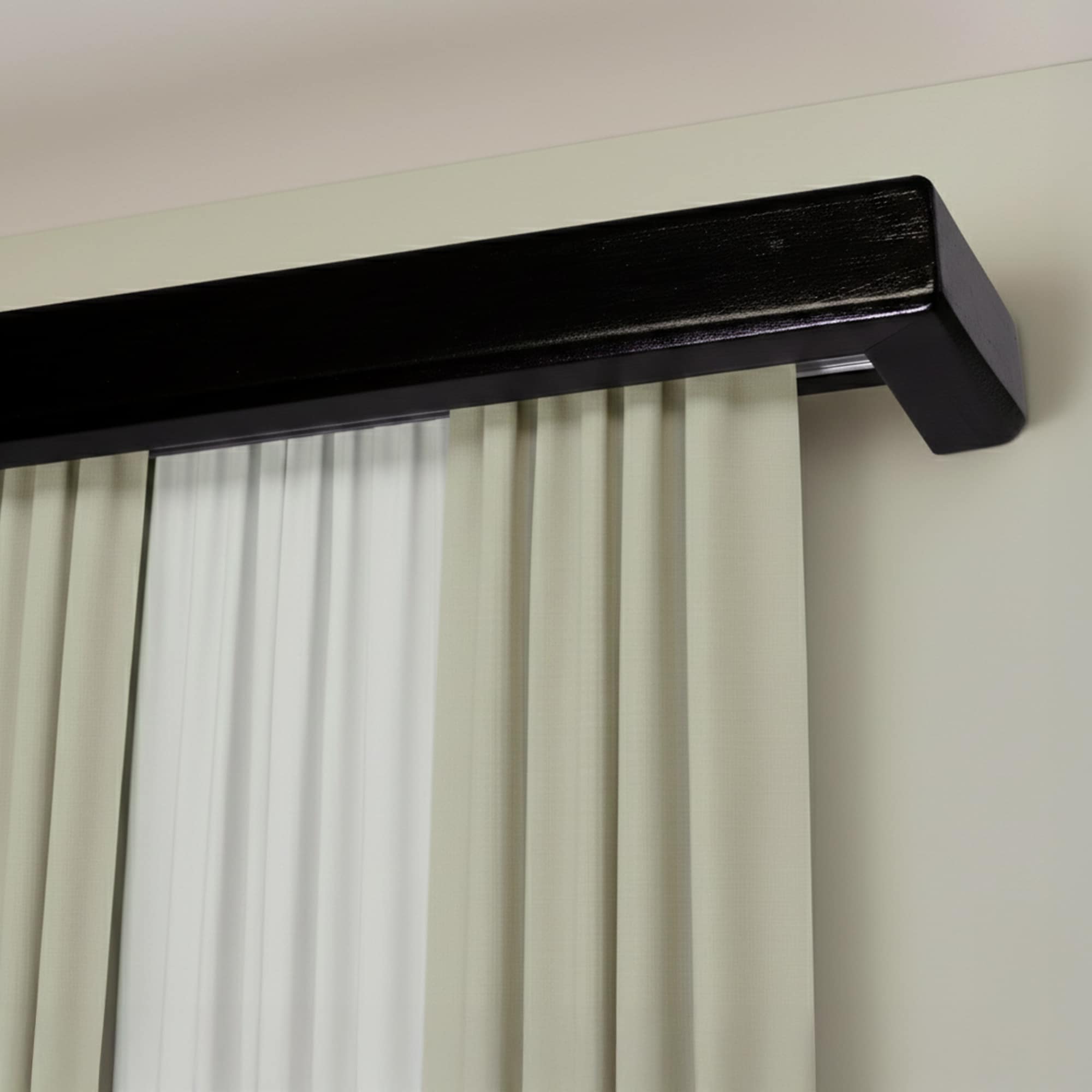 Galerie pentru perdea și draperie cu mască Pătrat din lemn Negru