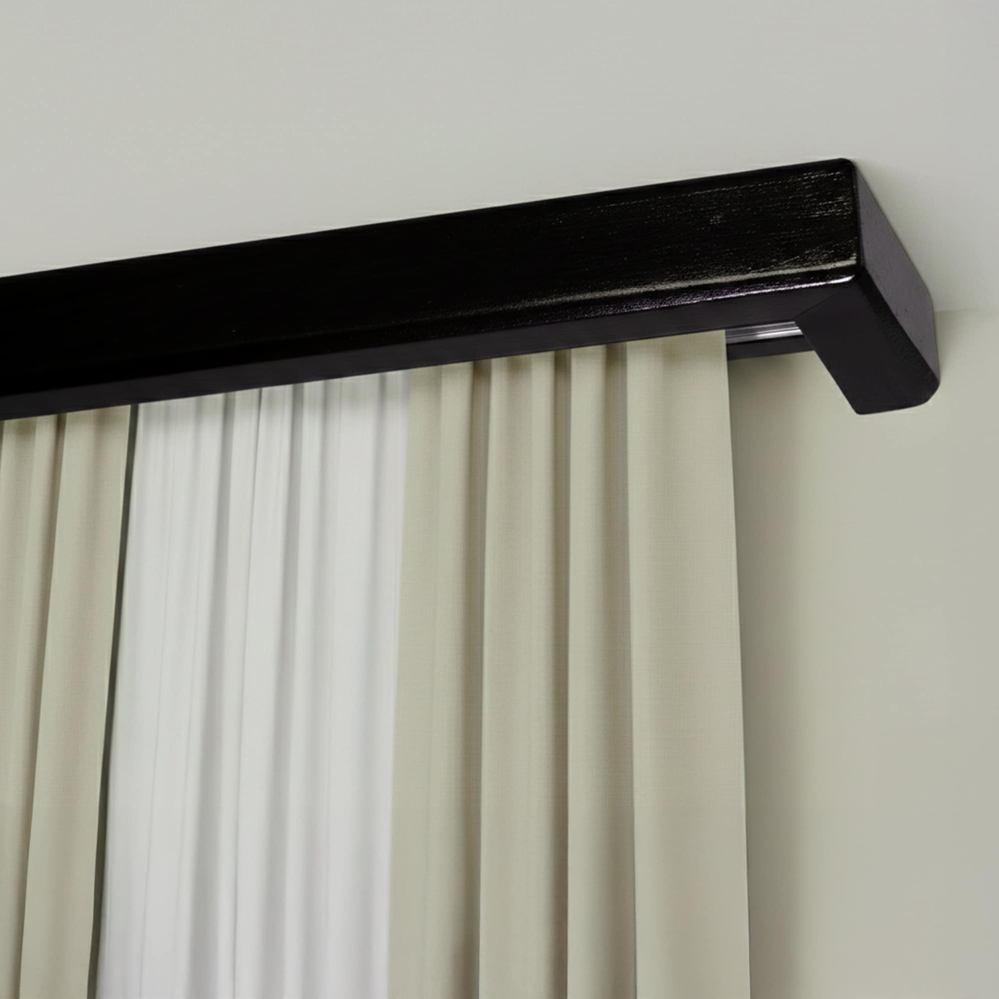 Galerie pentru perdea și draperie cu mască Pătrat din lemn Negru
