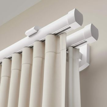 Șină pentru perdea și draperie Domino Dublu din lemn