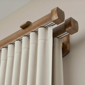 Șină pentru perdea și draperie Domino Dublu din lemn - Sina din lemn pentru perete