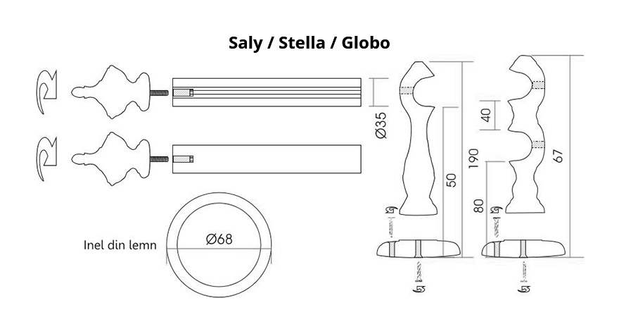 Galerie perdea din lemn: Globo Simple 35mm