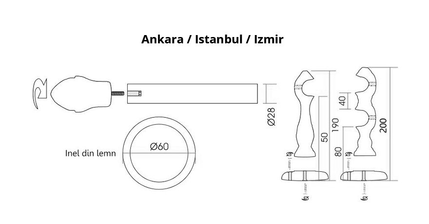 Galerii din lemn: Ankara Simple Ø 28mm